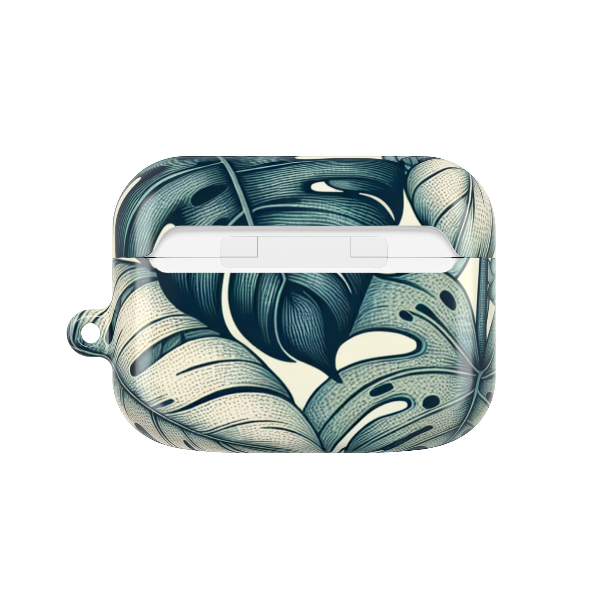 Green leaf patterned case on a white background