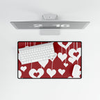Valentine Hanging Hearts Desk Mat - Romantic Red Mousepad/Desk Protector