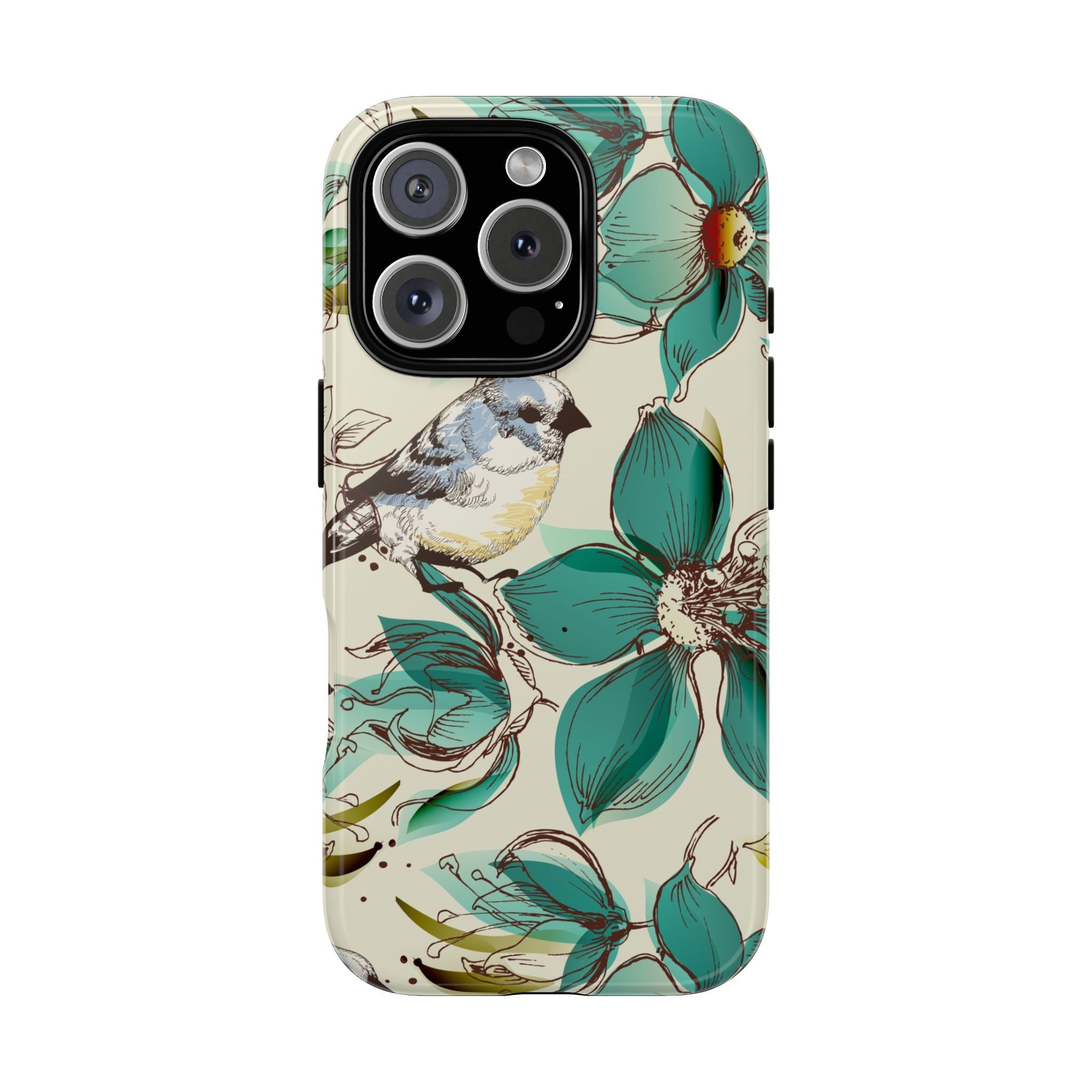 Retro Birds & Flowers Tough iPhone Case - MVB STUDIO STORE