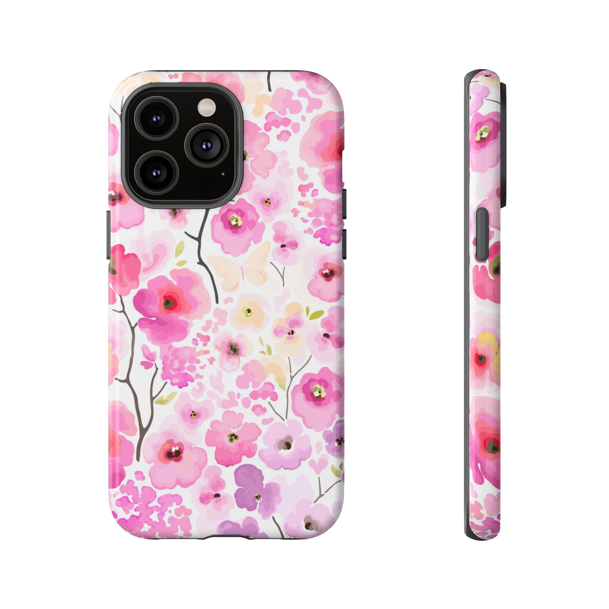 Watercolour Pink Flowers Tough iPhone Case - MVB STUDIO STORE