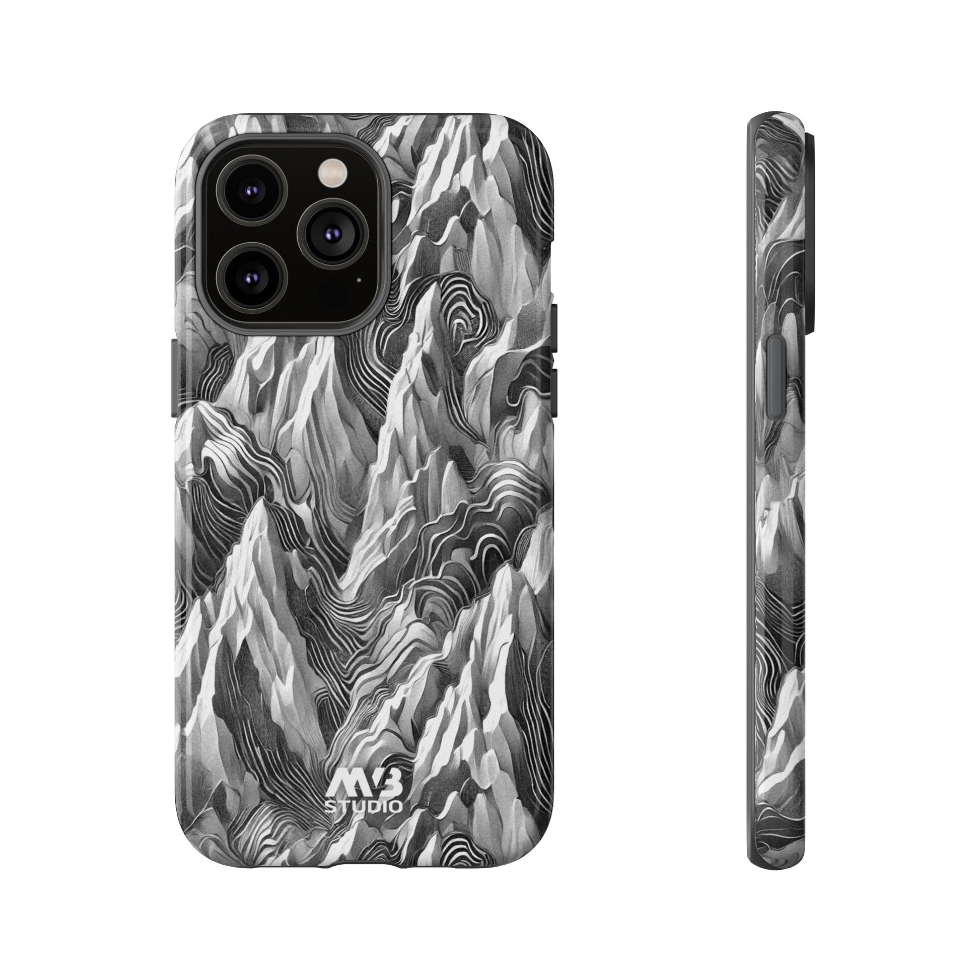 Grayscale Terrains Tough iPhone Case
