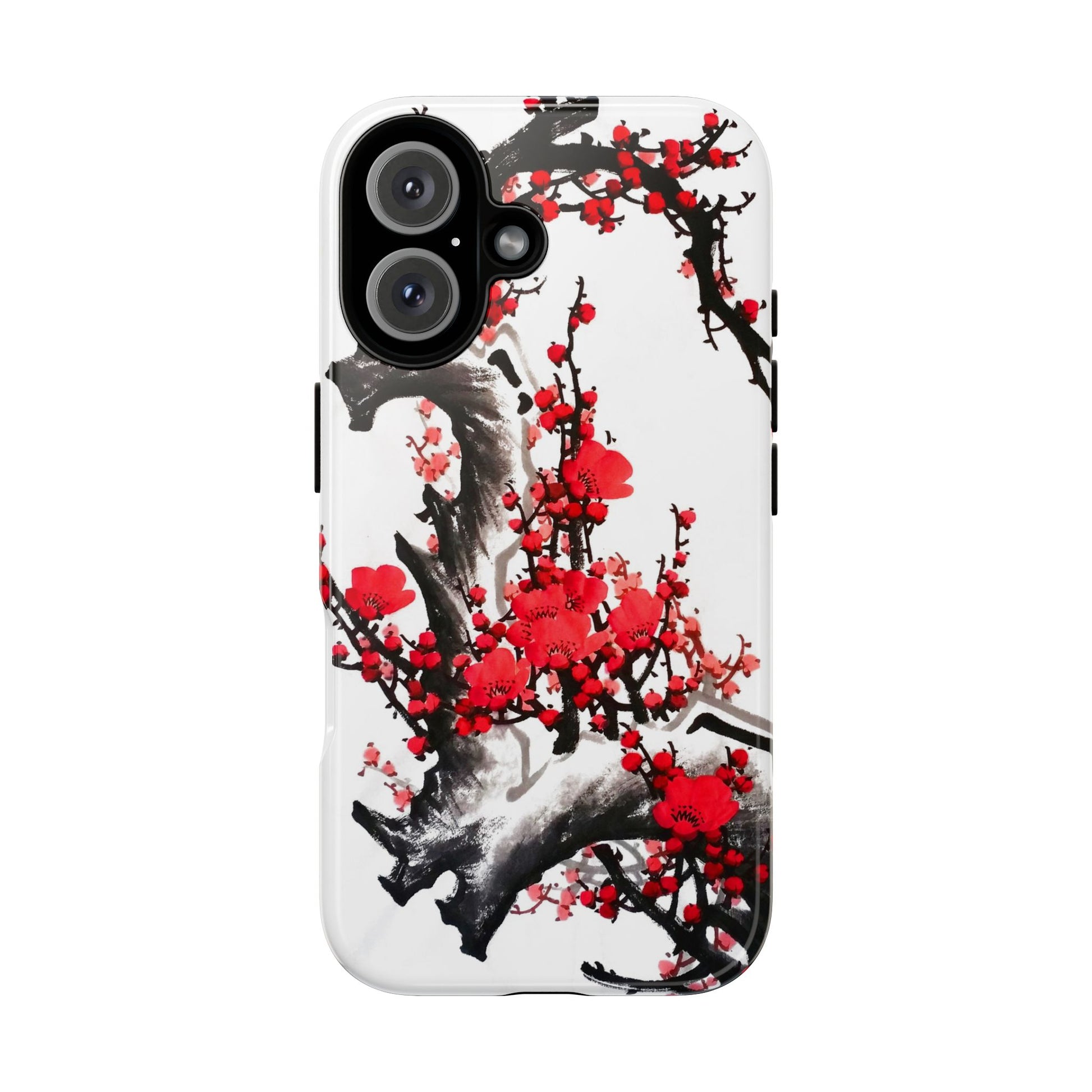 Plum Blossom Ink Tough Phone Case for iPhone 16 Models
