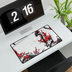 Cherry Blossom Desk Mat - Red Plum Floral Gaming/Office Mousepad