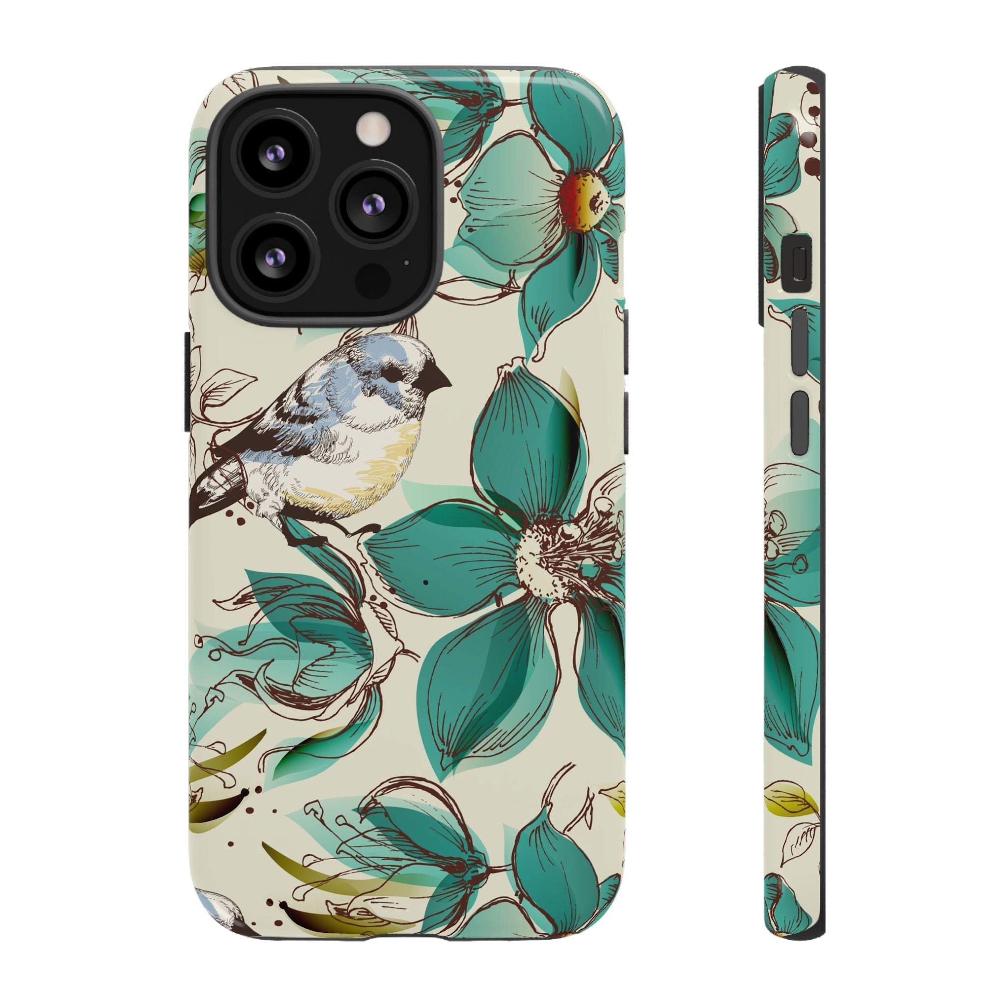 Retro Birds & Flowers Tough iPhone Case - MVB STUDIO STORE