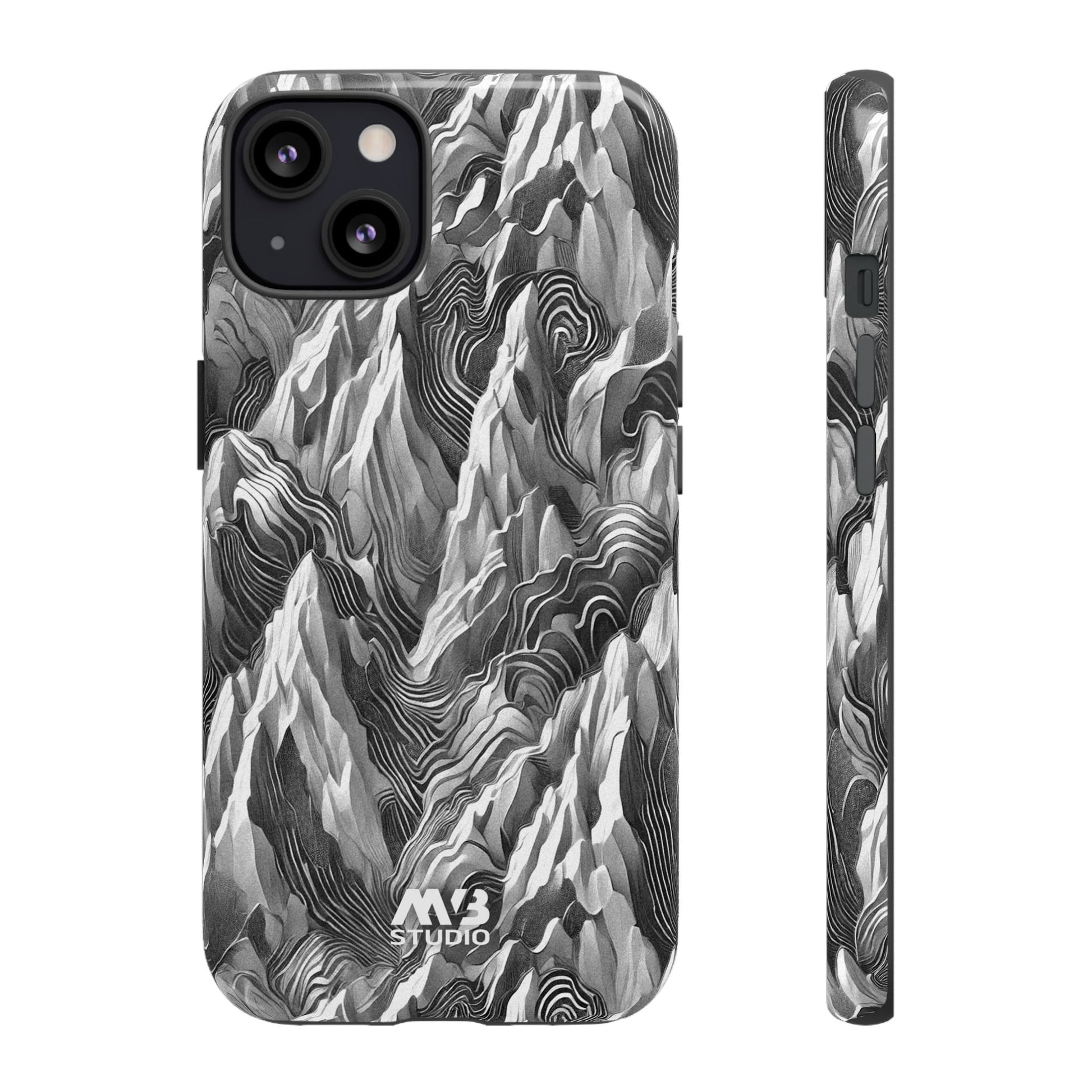 Grayscale Terrains Tough iPhone Case