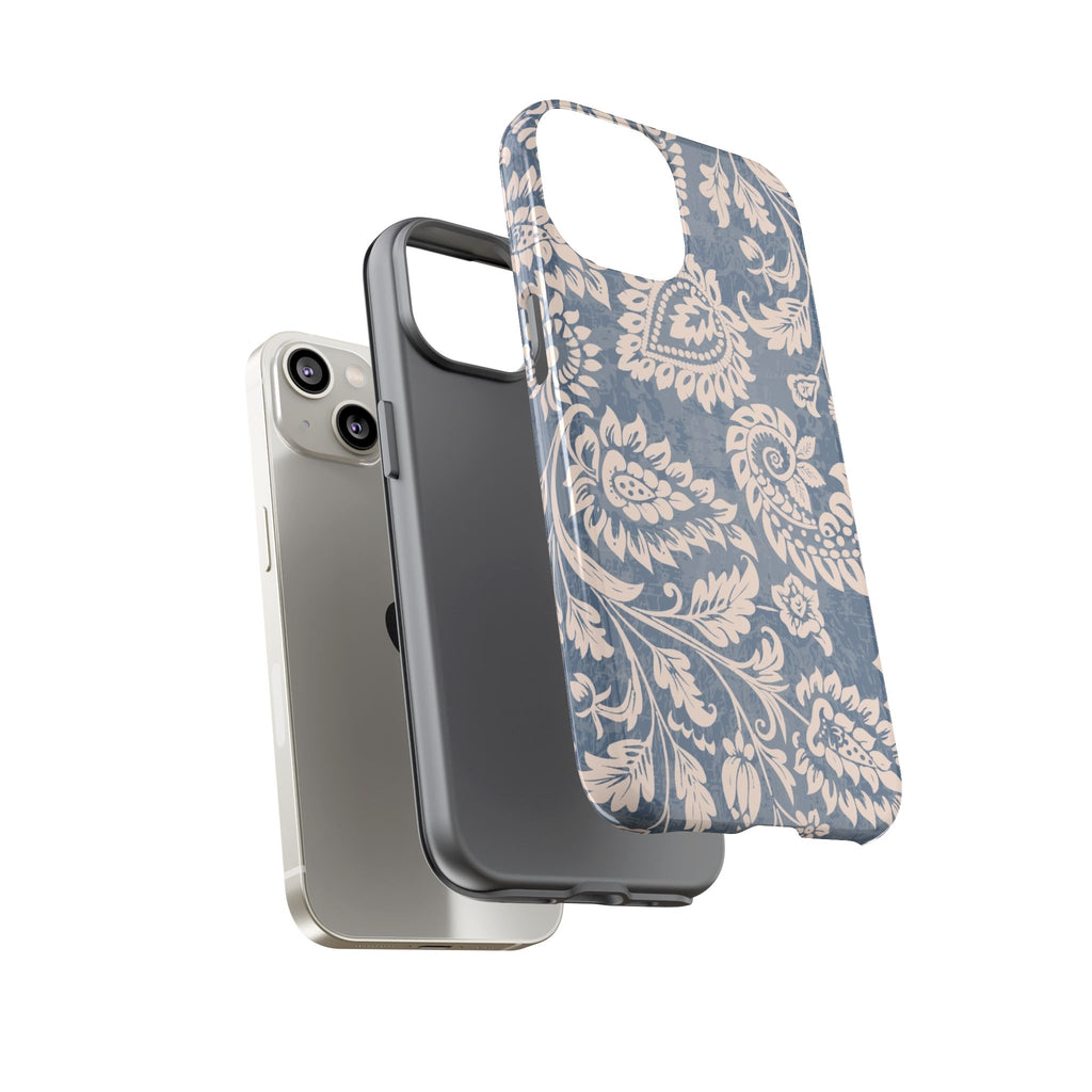 Blue Floral Pattern Tough Phone Case for iPhone 14 models