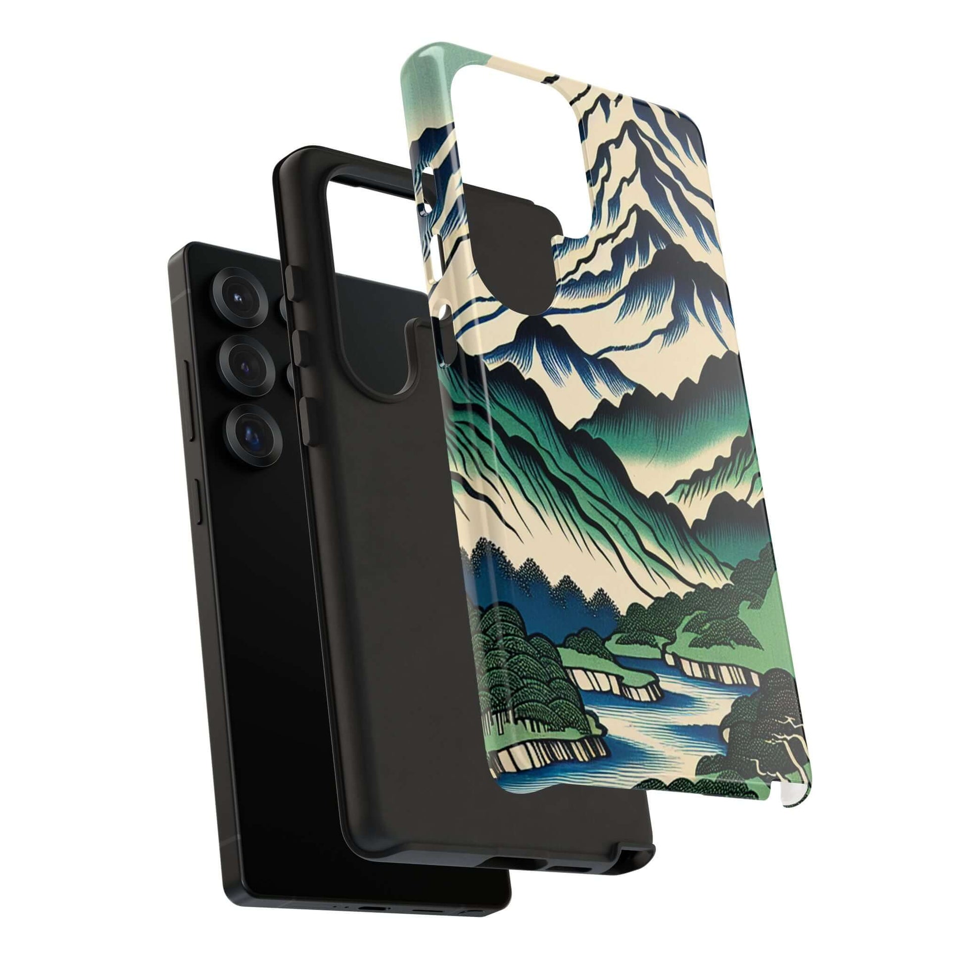 Japanese Mountain Tough Samsung Phone Case showcasing a beautifully designed protective case with mountain art.