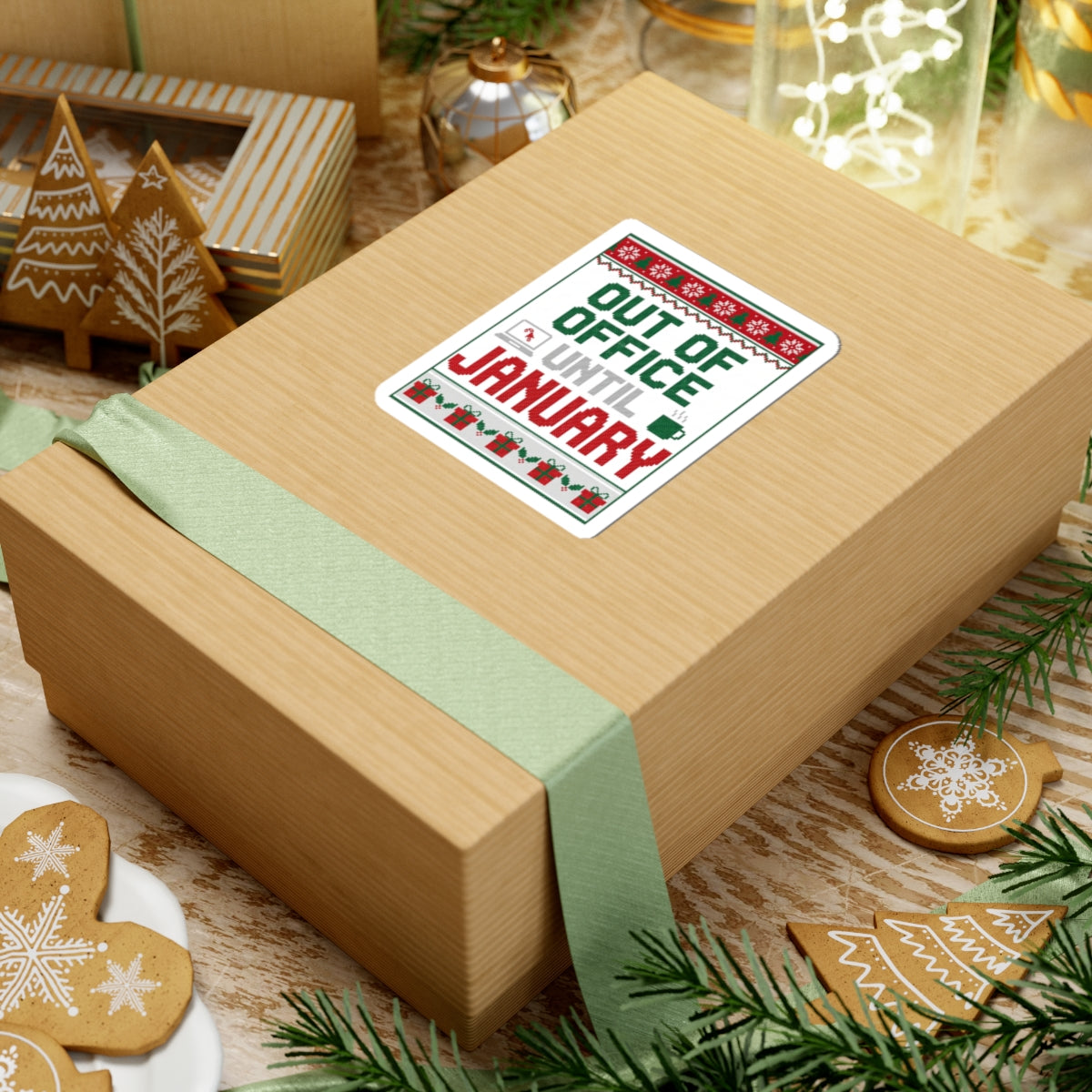Out of Office Until January Sticker | Ugly Christmas Sweater