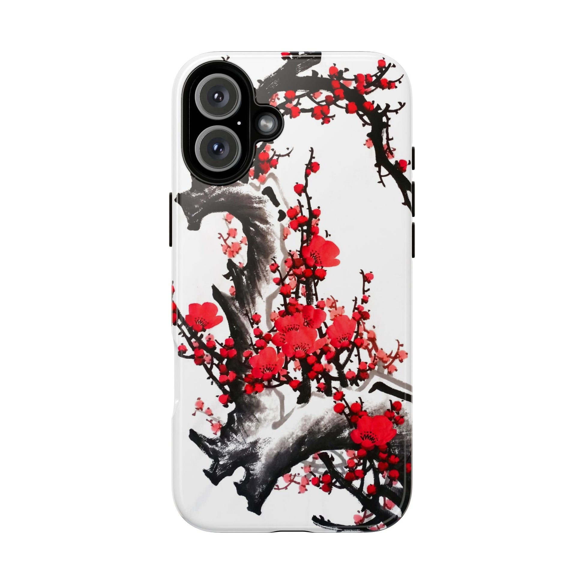 Plum Blossom Ink Tough Phone Case for iPhone 16 Models