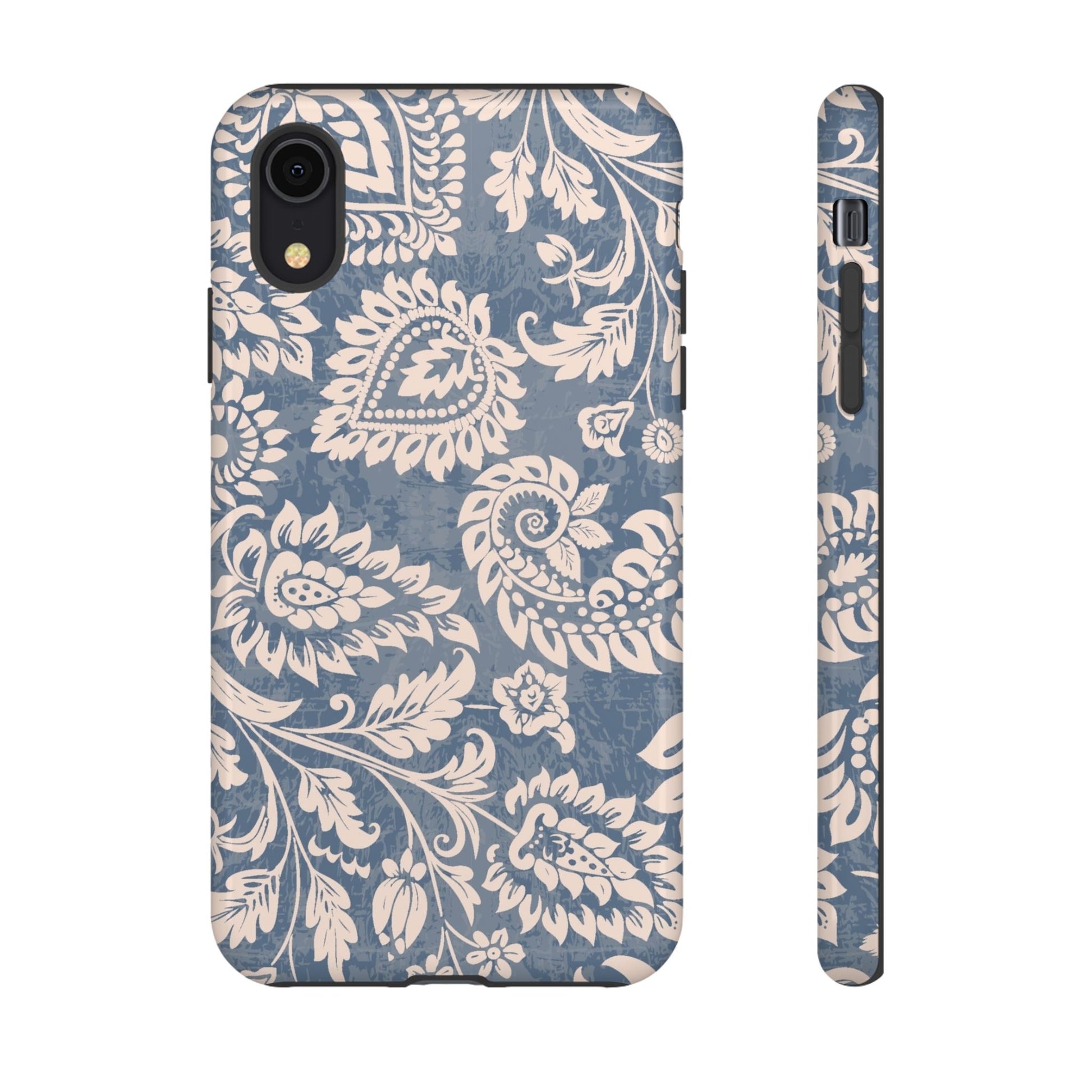 Blue Floral Pattern Tough iPhone Case - MVB STUDIO STORE