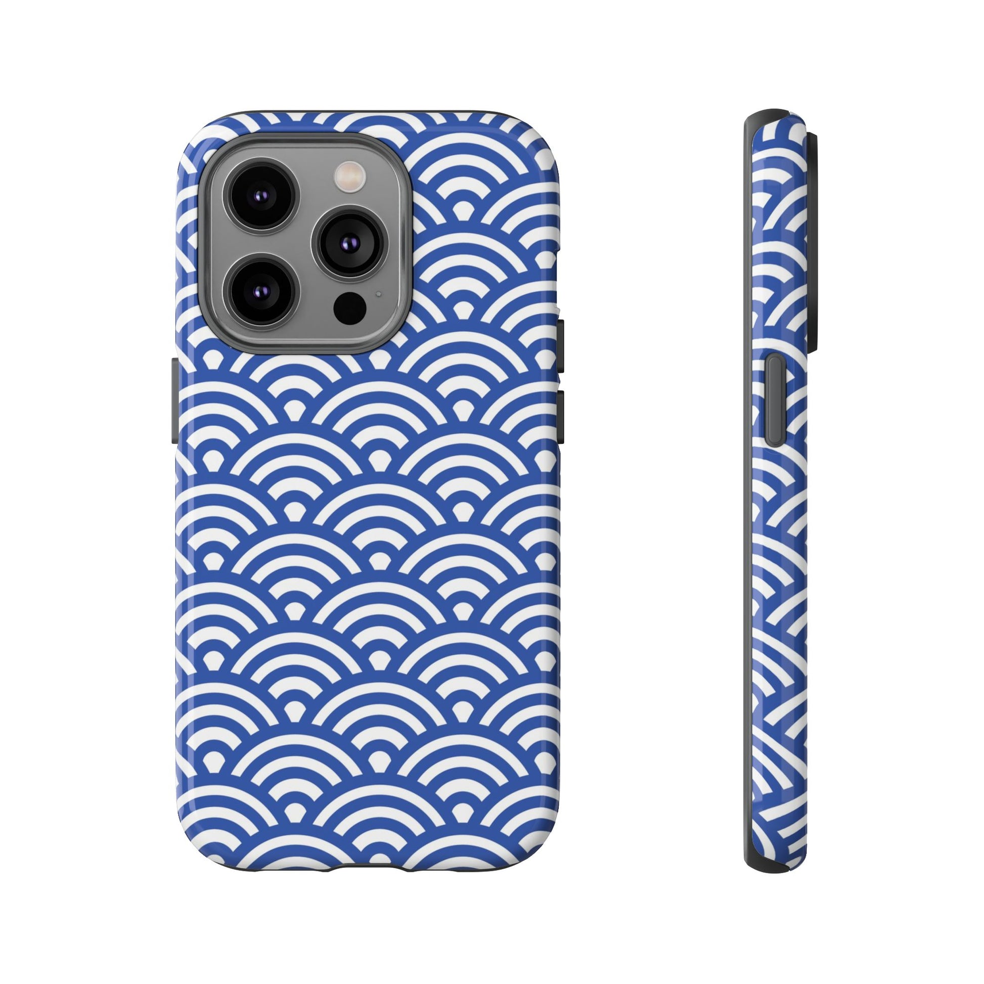 Blue Wave Pattern Tough Phone Case for iPhone 14 models