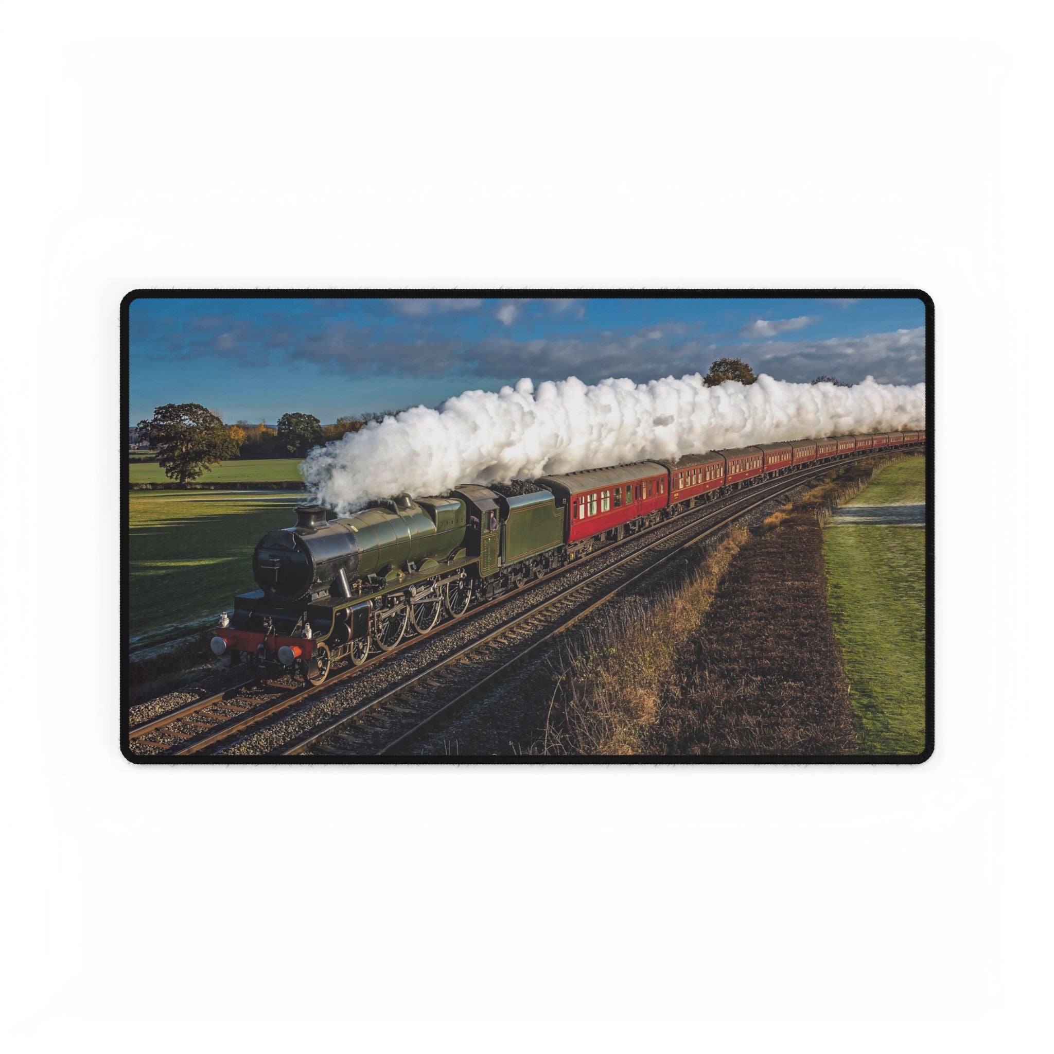 Steam Train Desk Mat — Vintage Locomotive Mouse Pad for Train Enthusiasts