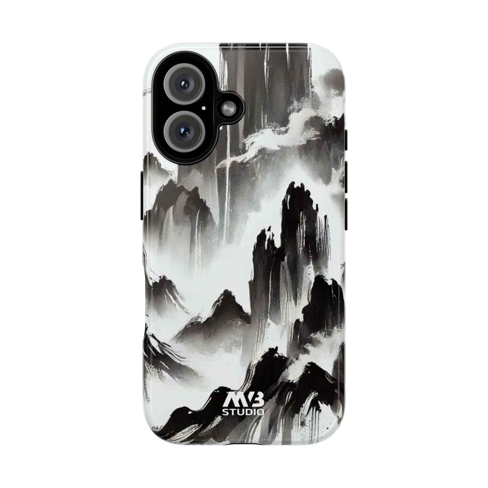 Black Ink Mountain Tough iPhone Case
