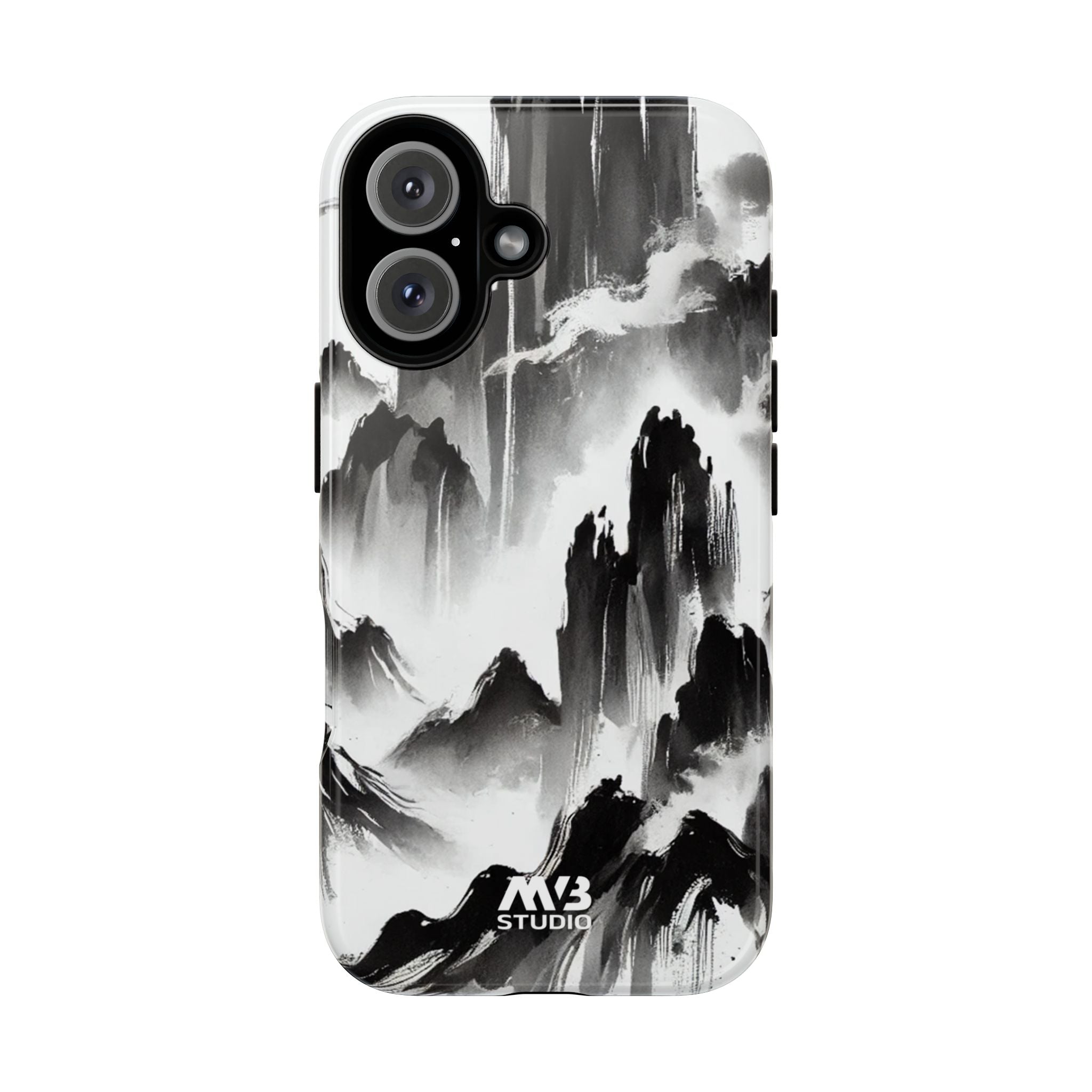 Black Ink Mountain Tough iPhone Case - MVB STUDIO STORE