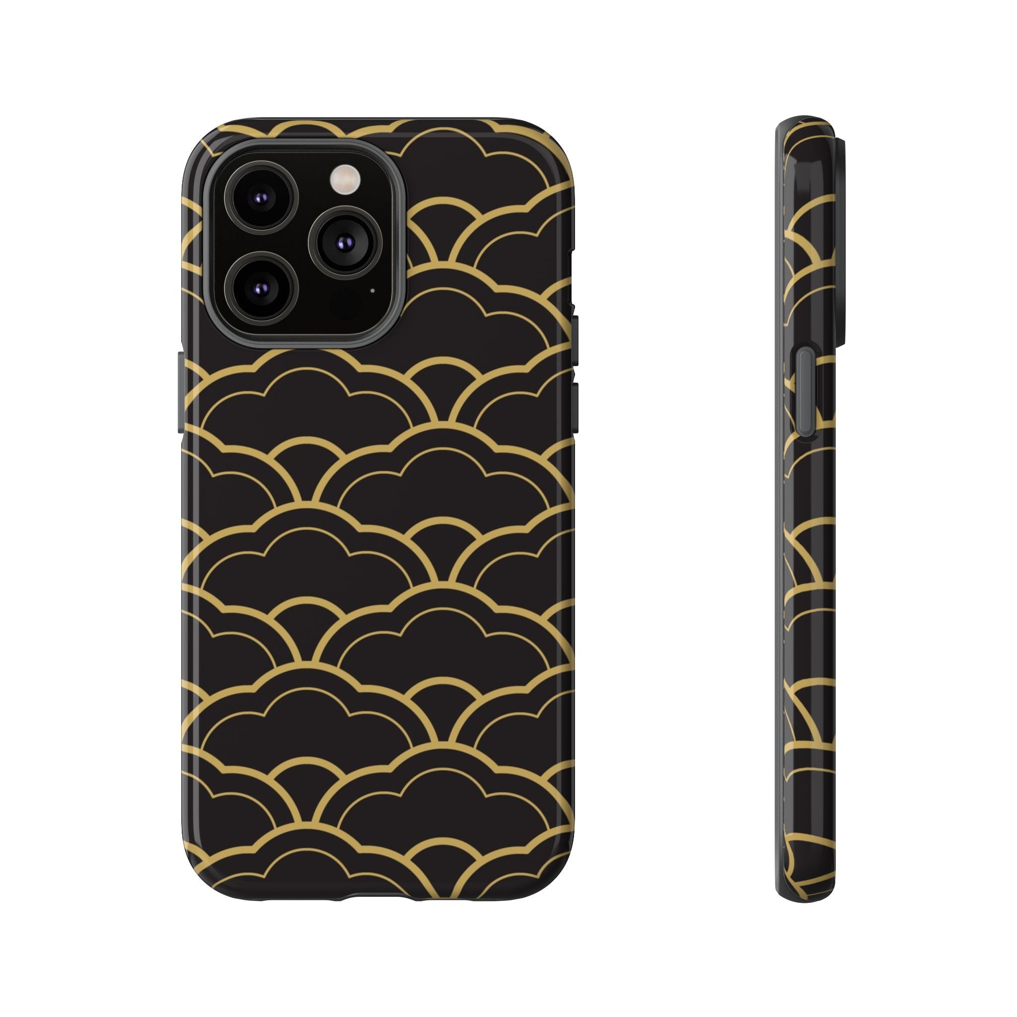 Black and Gold Wave Pattern Tough iPhone Case - MVB STUDIO STORE