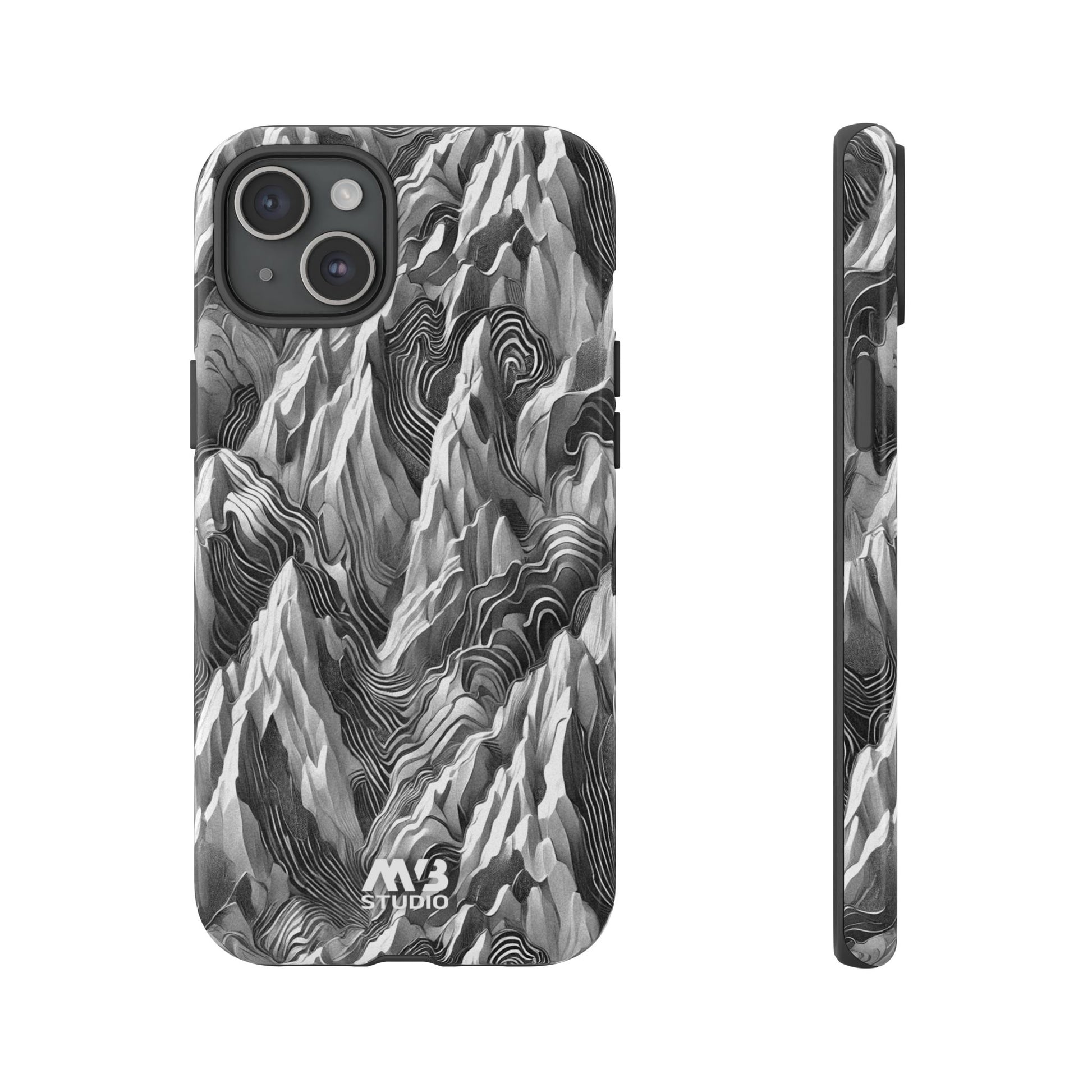 Grayscale Terrains Tough iPhone Case