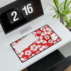 Red Hibiscus Floral Desk Mat — Tropical Gaming & Office Mouse Pad
