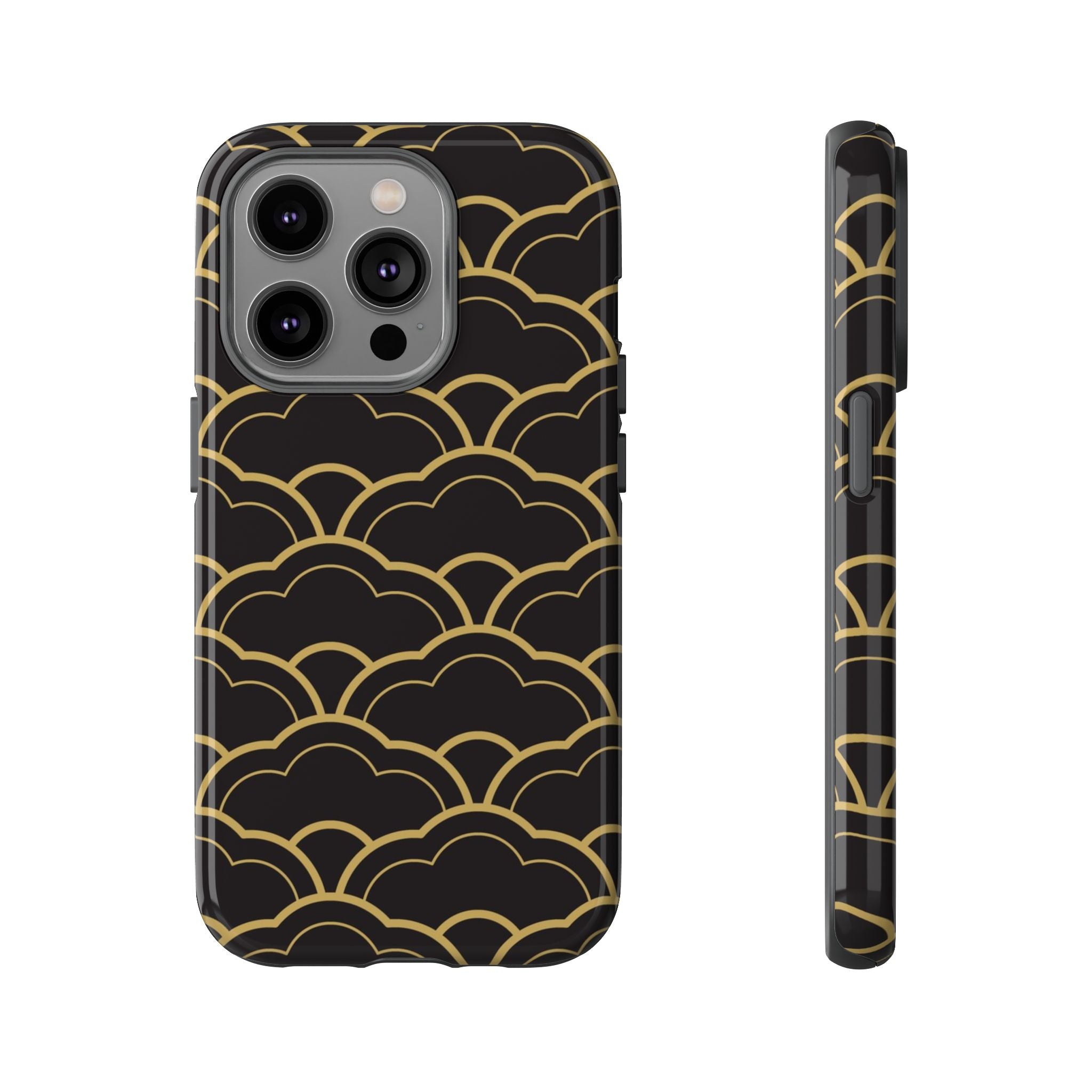 Black and Gold Wave Pattern Tough iPhone Case - MVB STUDIO STORE