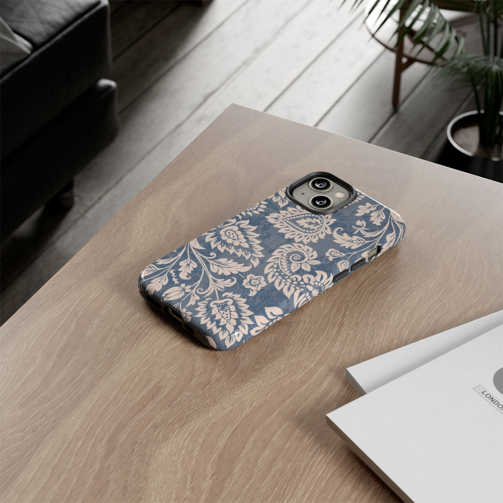 Blue Floral Pattern Tough iPhone Case - MVB STUDIO STORE
