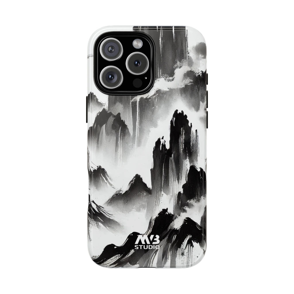 Black Ink Mountain Tough iPhone Case - MVB STUDIO STORE