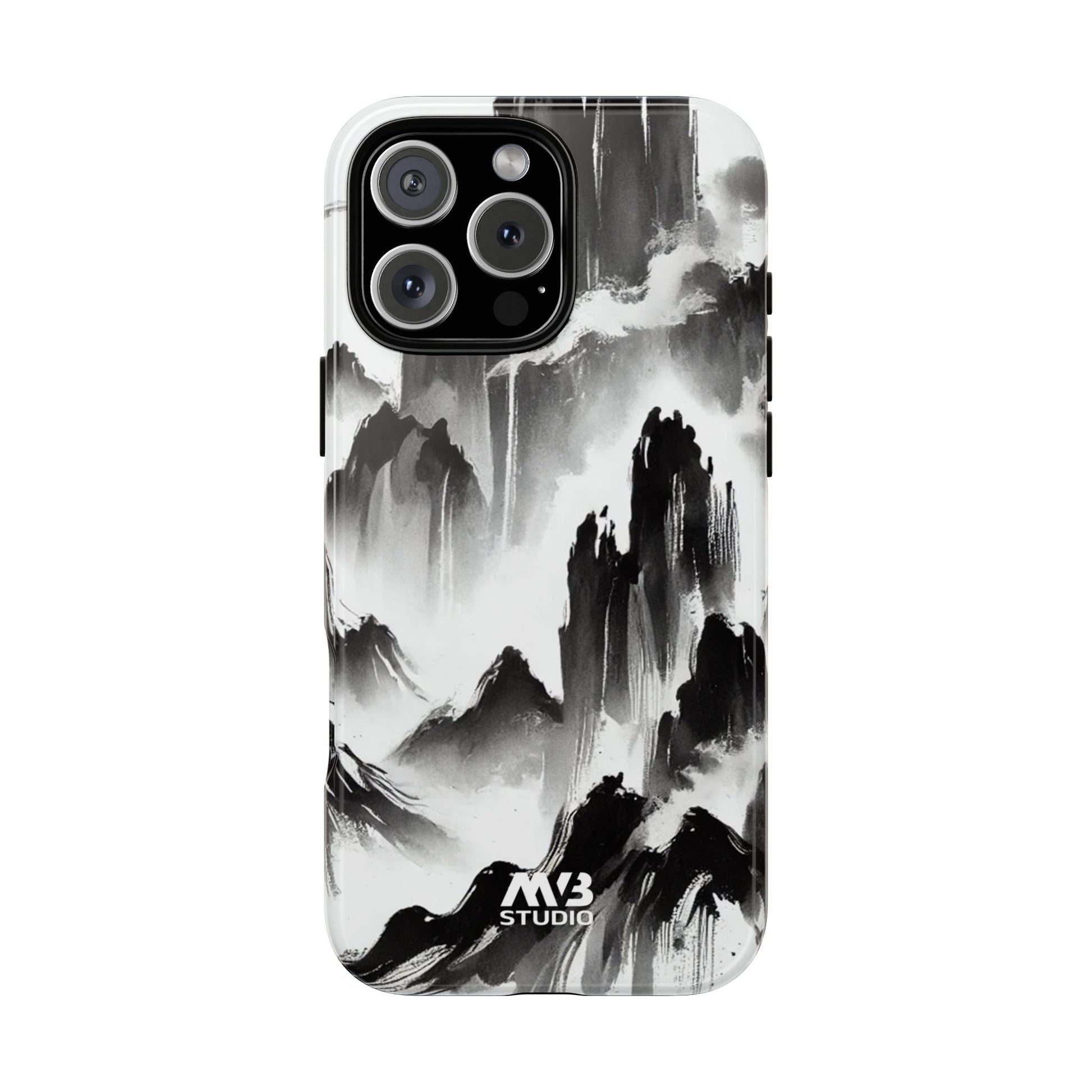 Black Ink Mountain Tough iPhone Case
