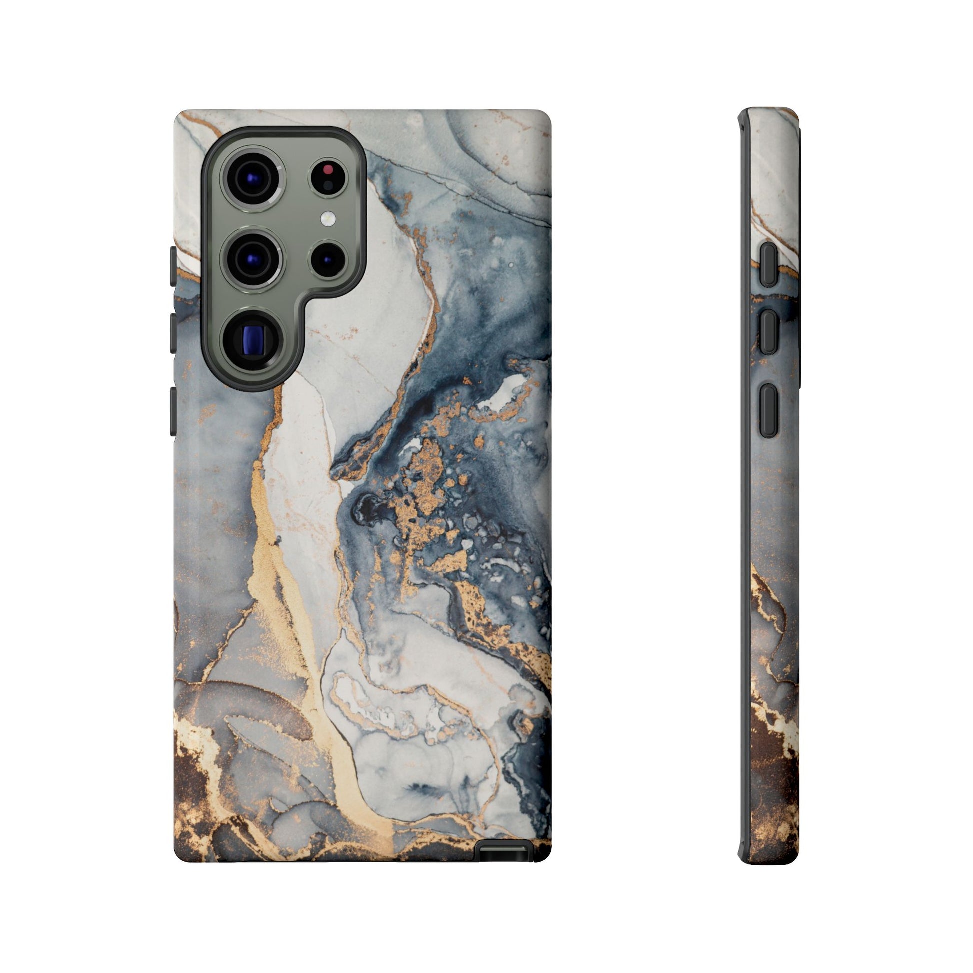 Blue Gold Marble Tough Samsung Phone Case