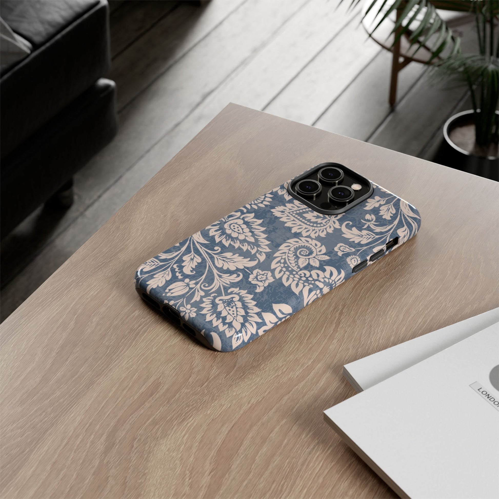Blue Floral Pattern Tough iPhone Case - MVB STUDIO STORE