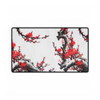 Cherry Blossom Desk Mat - Red Plum Floral Gaming/Office Mousepad