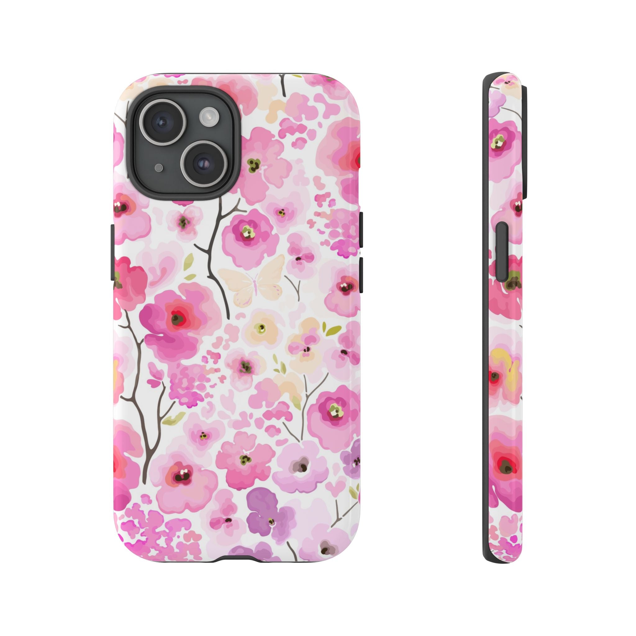 Watercolour Pink Flowers Tough iPhone Case - MVB STUDIO STORE