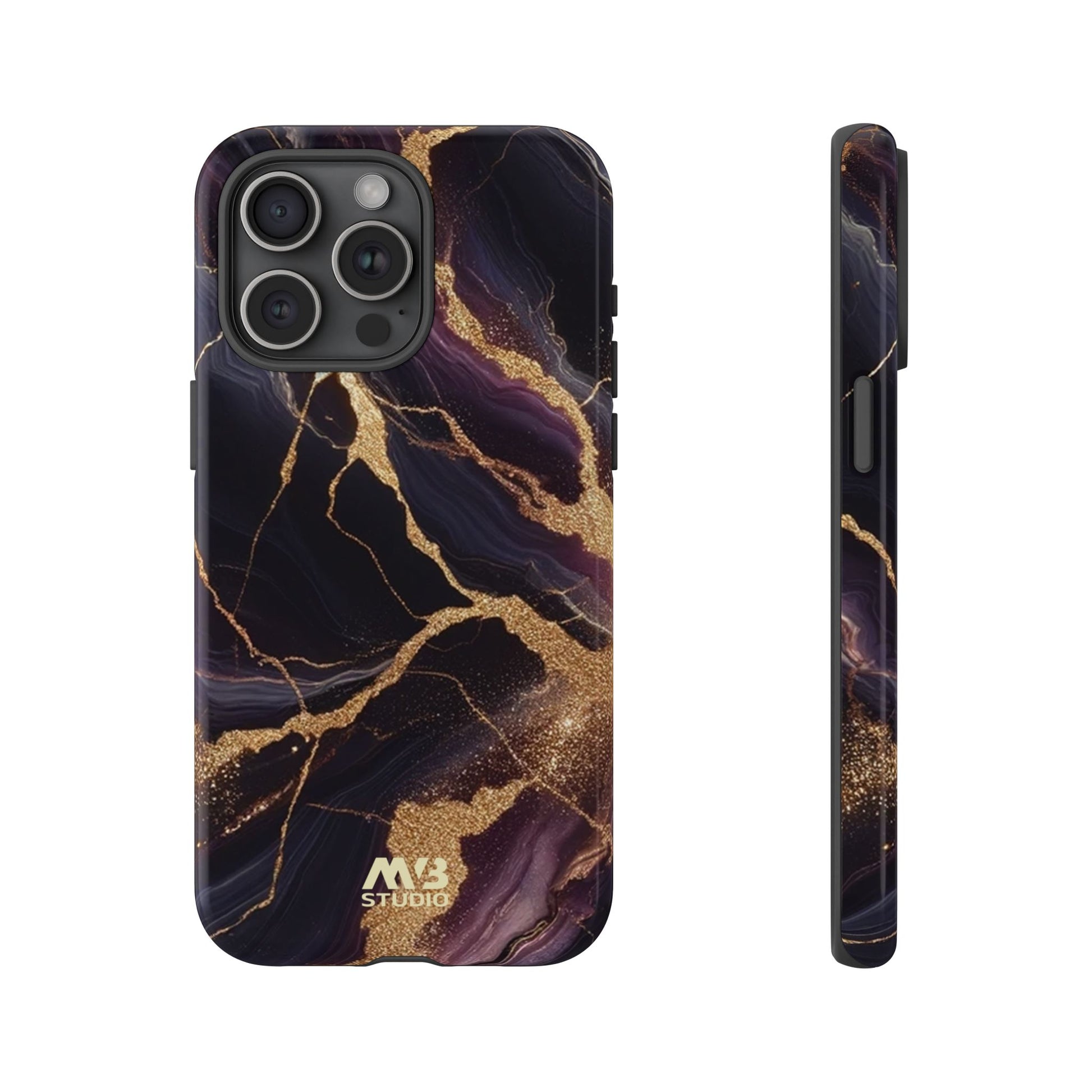 Purple & Gold Marble Tough iPhone Case