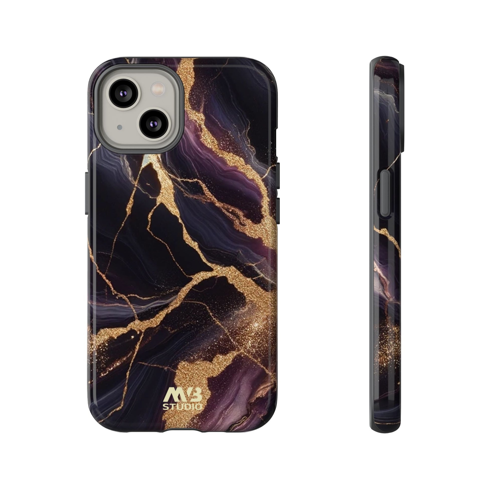 Purple & Gold Marble Tough iPhone Case