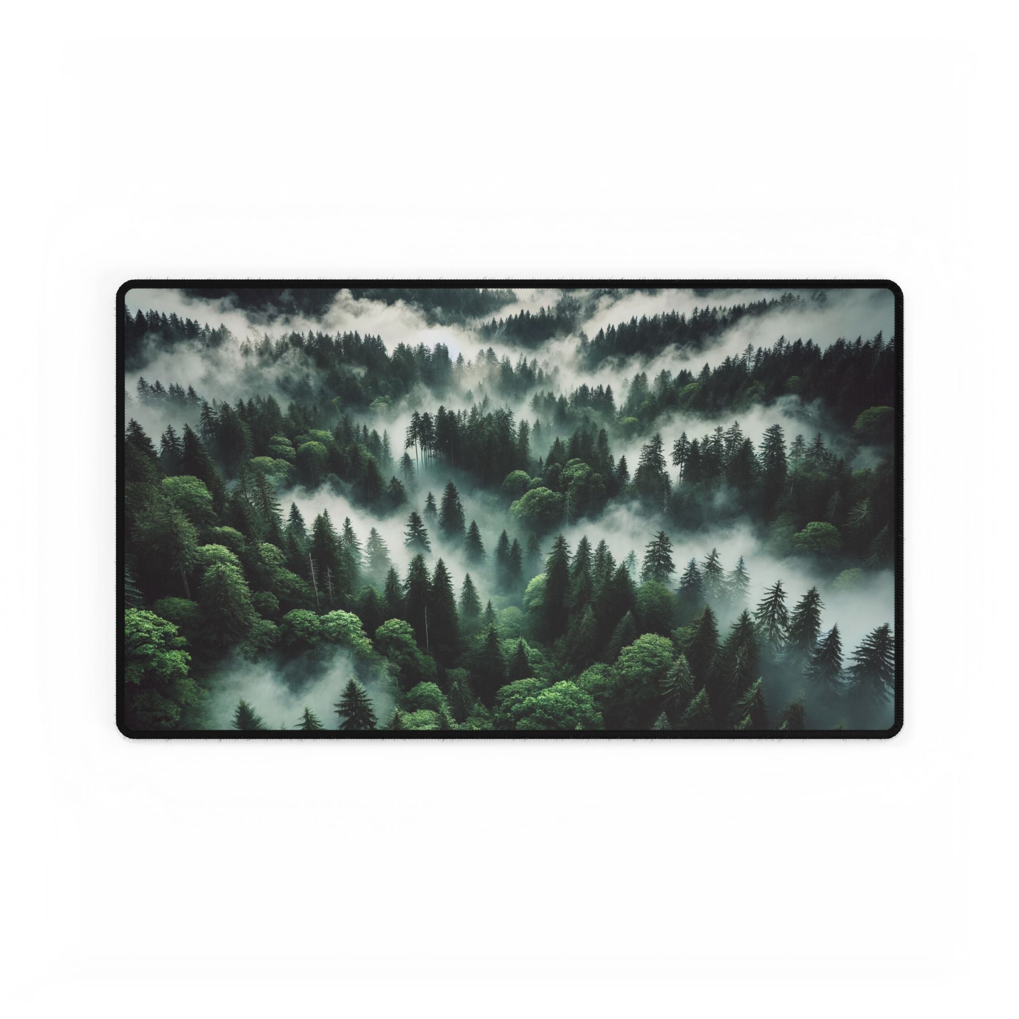 Forest scene with mist on a white background