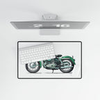 Computer screen displaying a green motorcycle on a white background