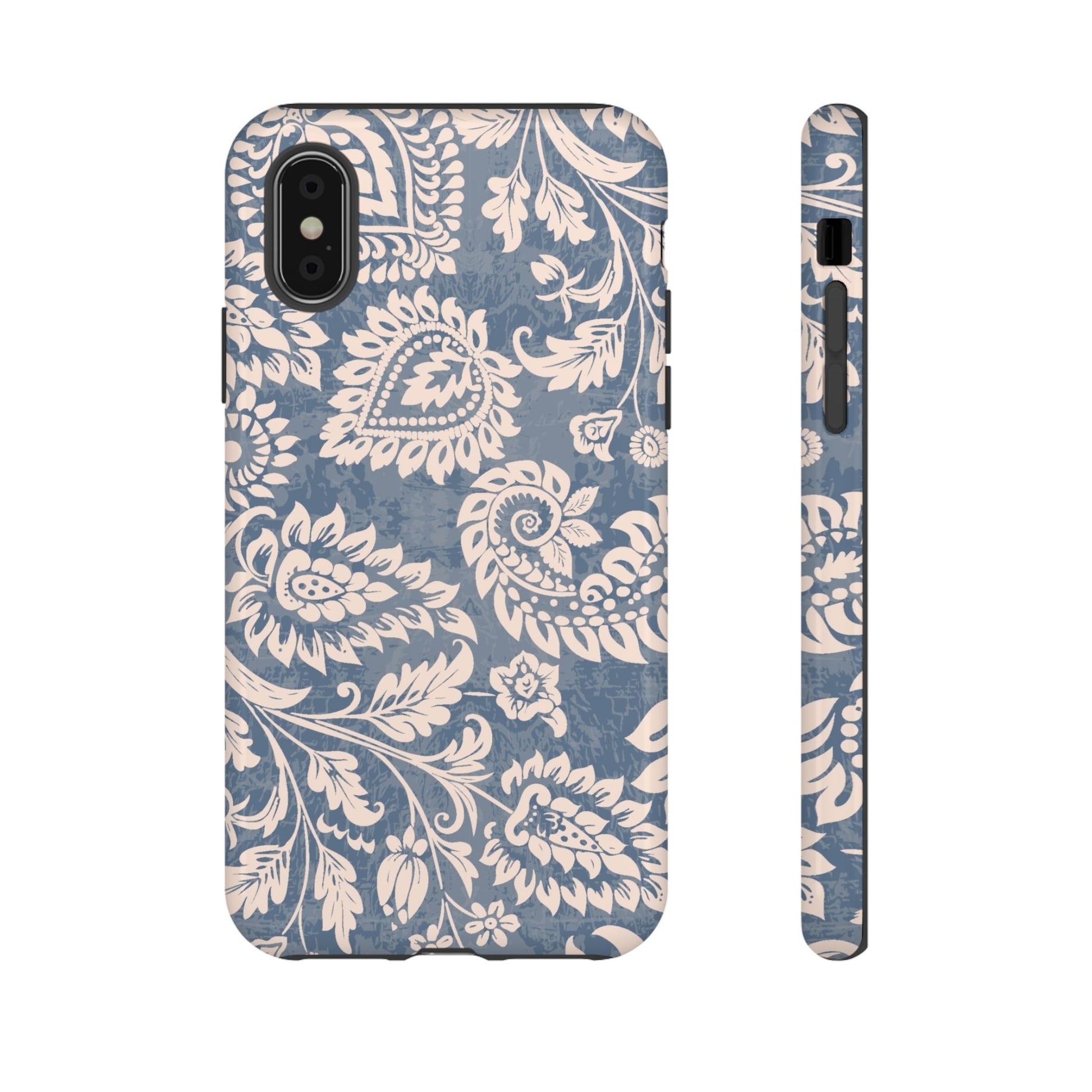 Blue Floral Pattern Tough iPhone Case - MVB STUDIO STORE