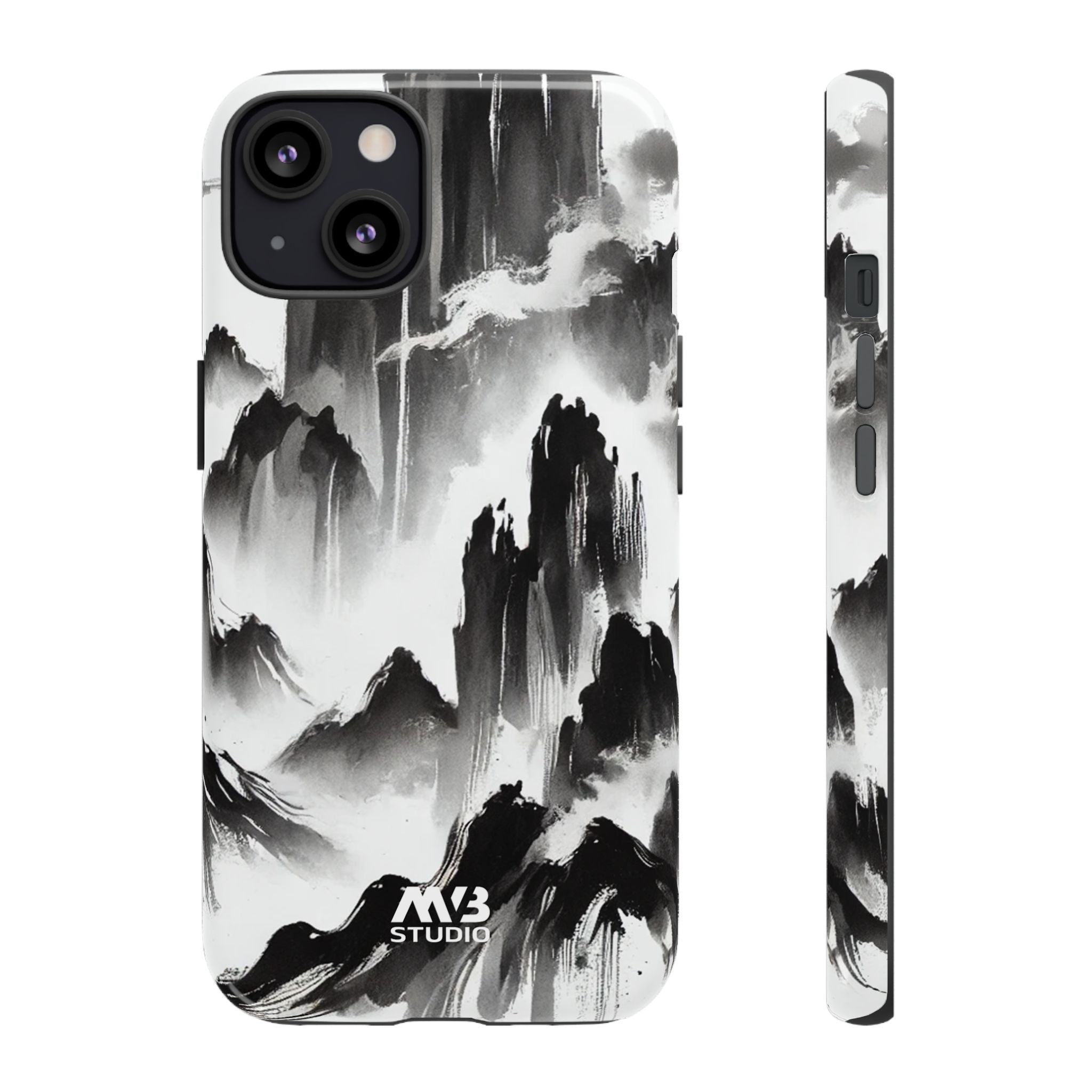 Black Ink Mountain Tough iPhone Case - MVB STUDIO STORE