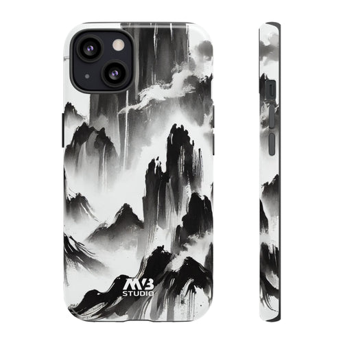 Black Ink Mountain Tough iPhone Case - MVB STUDIO STORE