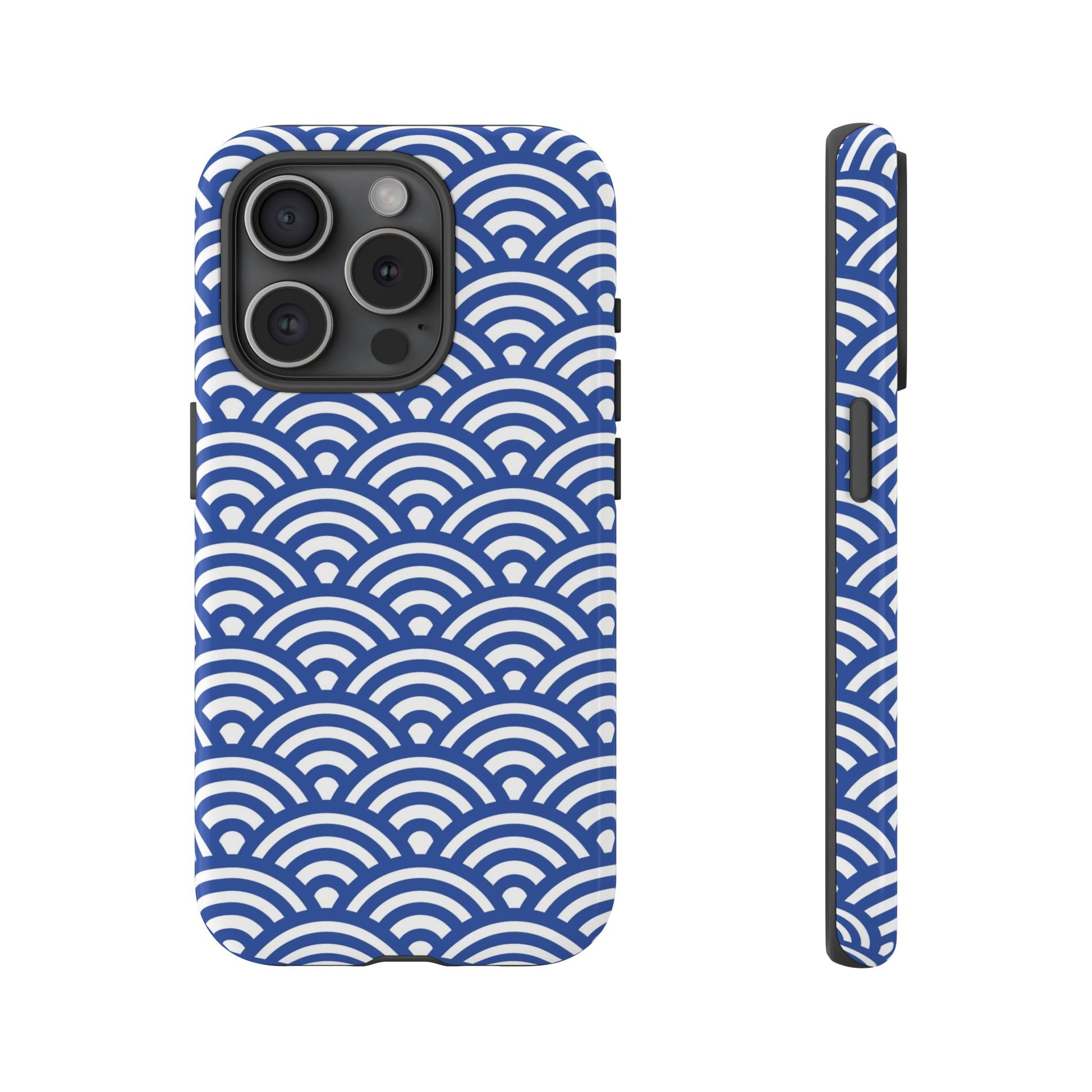 Blue Wave Pattern Tough Phone Case for iPhone 15 models