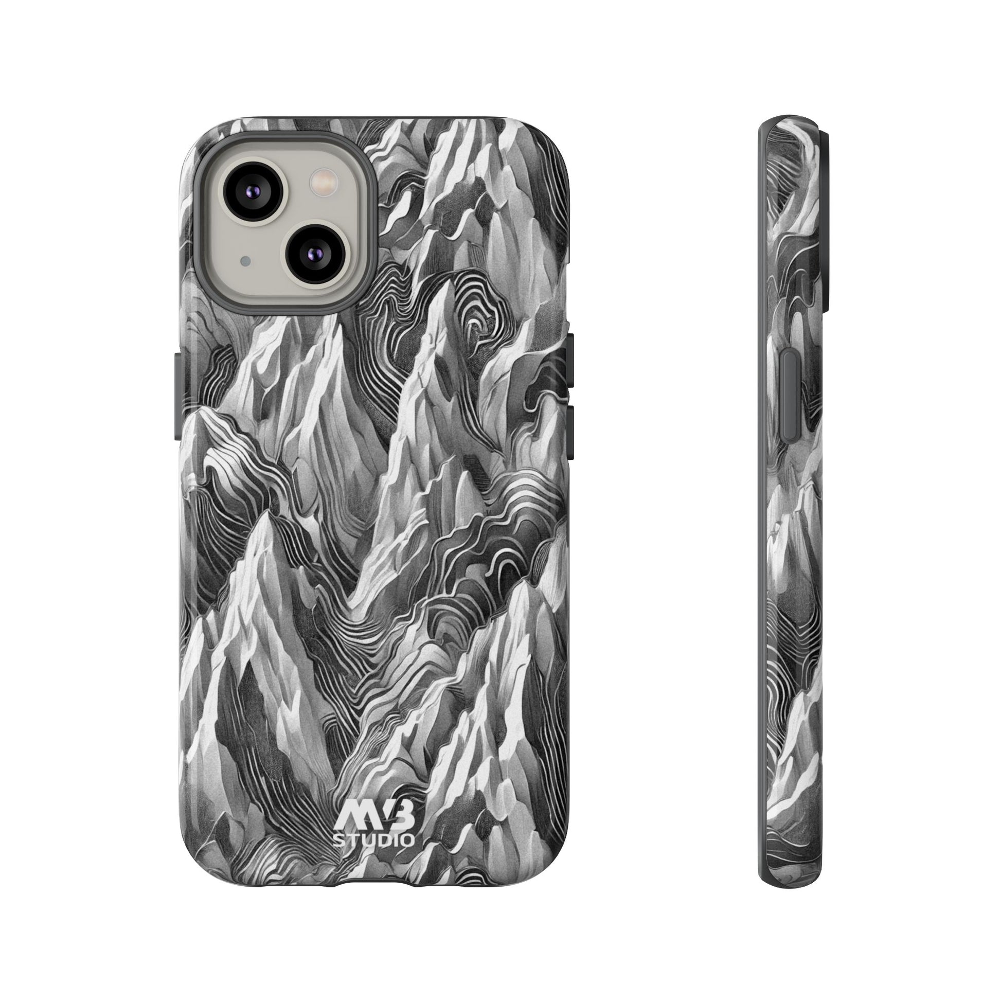 Grayscale Terrains Tough iPhone Case