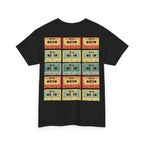 80's Jam Cassette Tape T-shirt featuring a vintage cassette tape design on a black background.