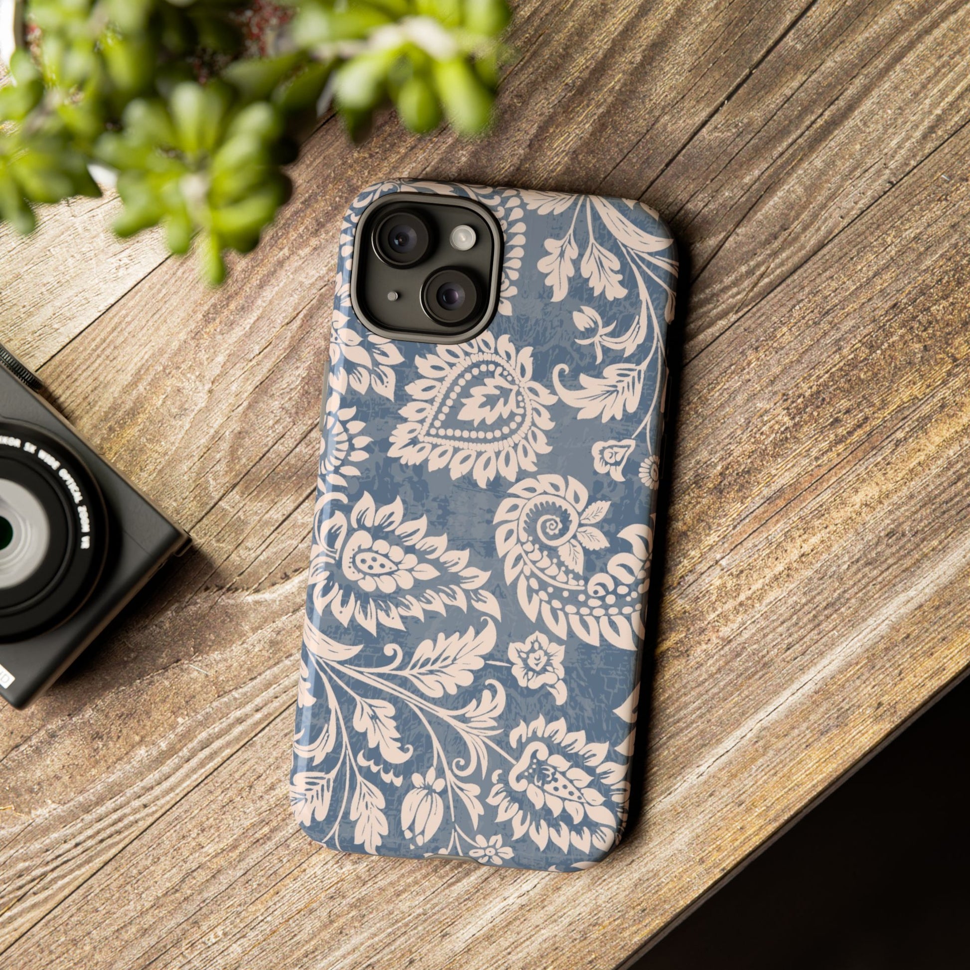 Blue Floral Pattern Tough iPhone Case - MVB STUDIO STORE