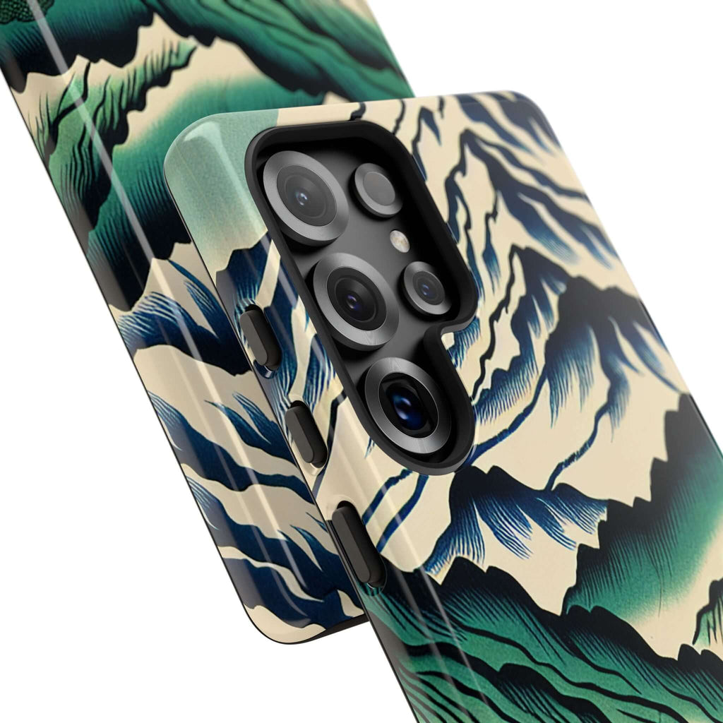 Stylish Japanese Mountain Tough Samsung Phone Case featuring detailed mountain design and durable protection.