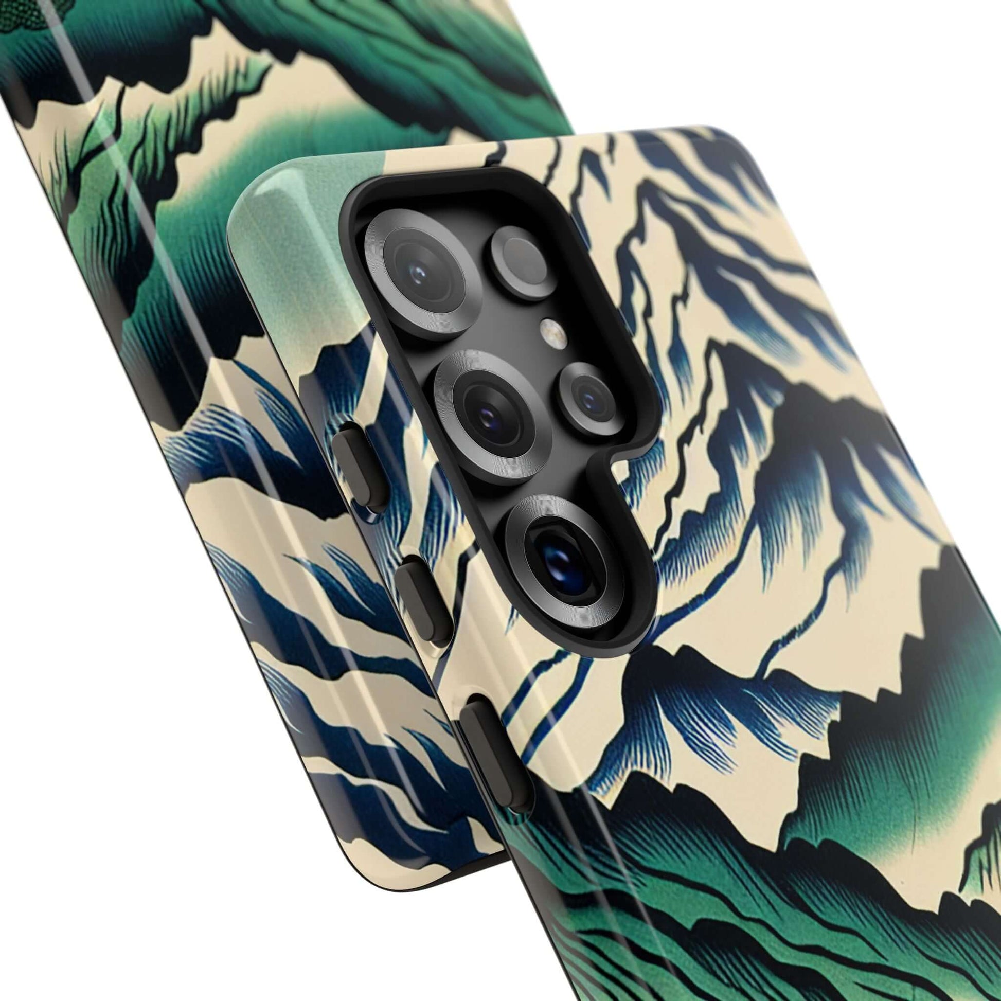 Stylish Japanese Mountain Tough Samsung Phone Case featuring detailed mountain design and durable protection.
