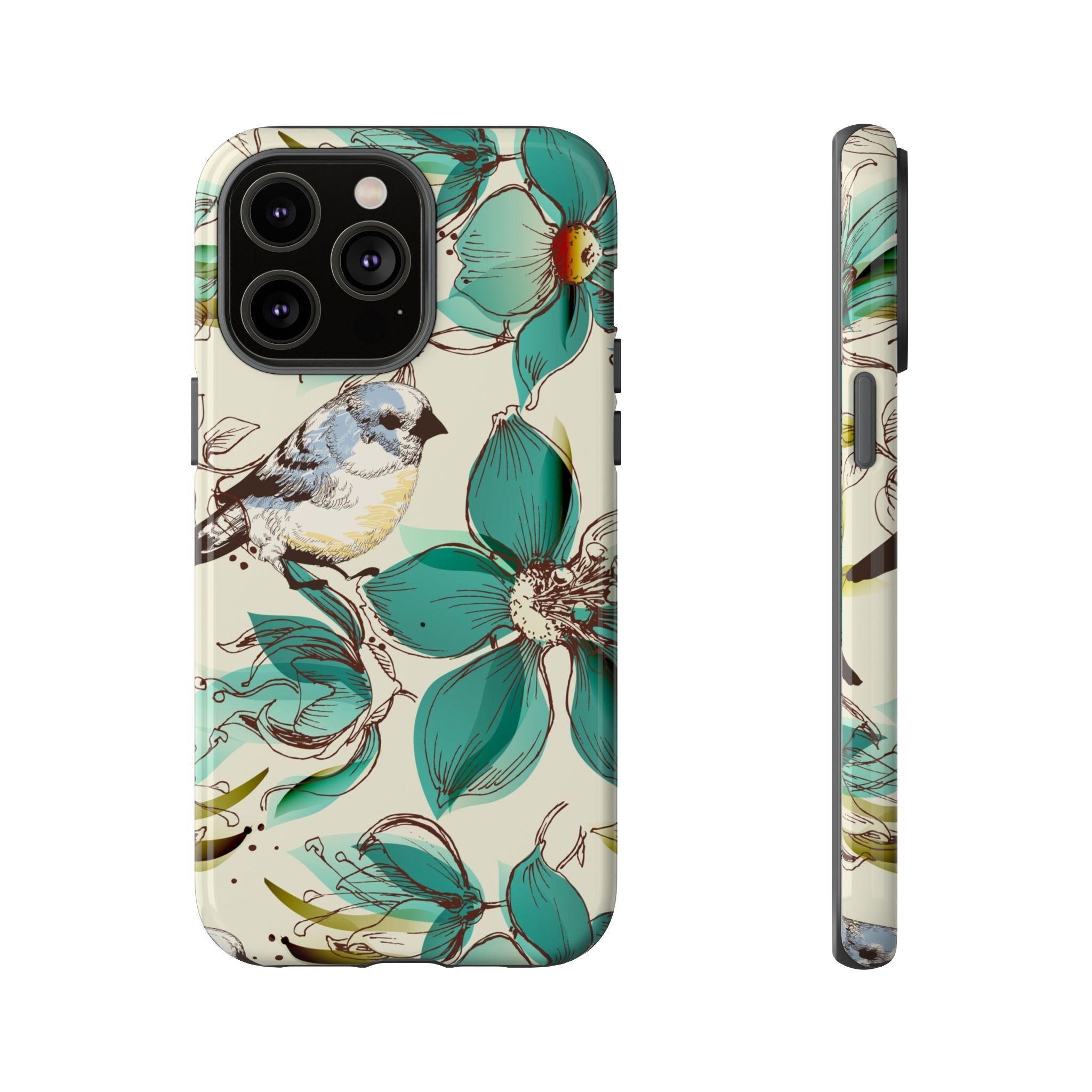 Retro Birds & Flowers Tough iPhone Case - MVB STUDIO STORE