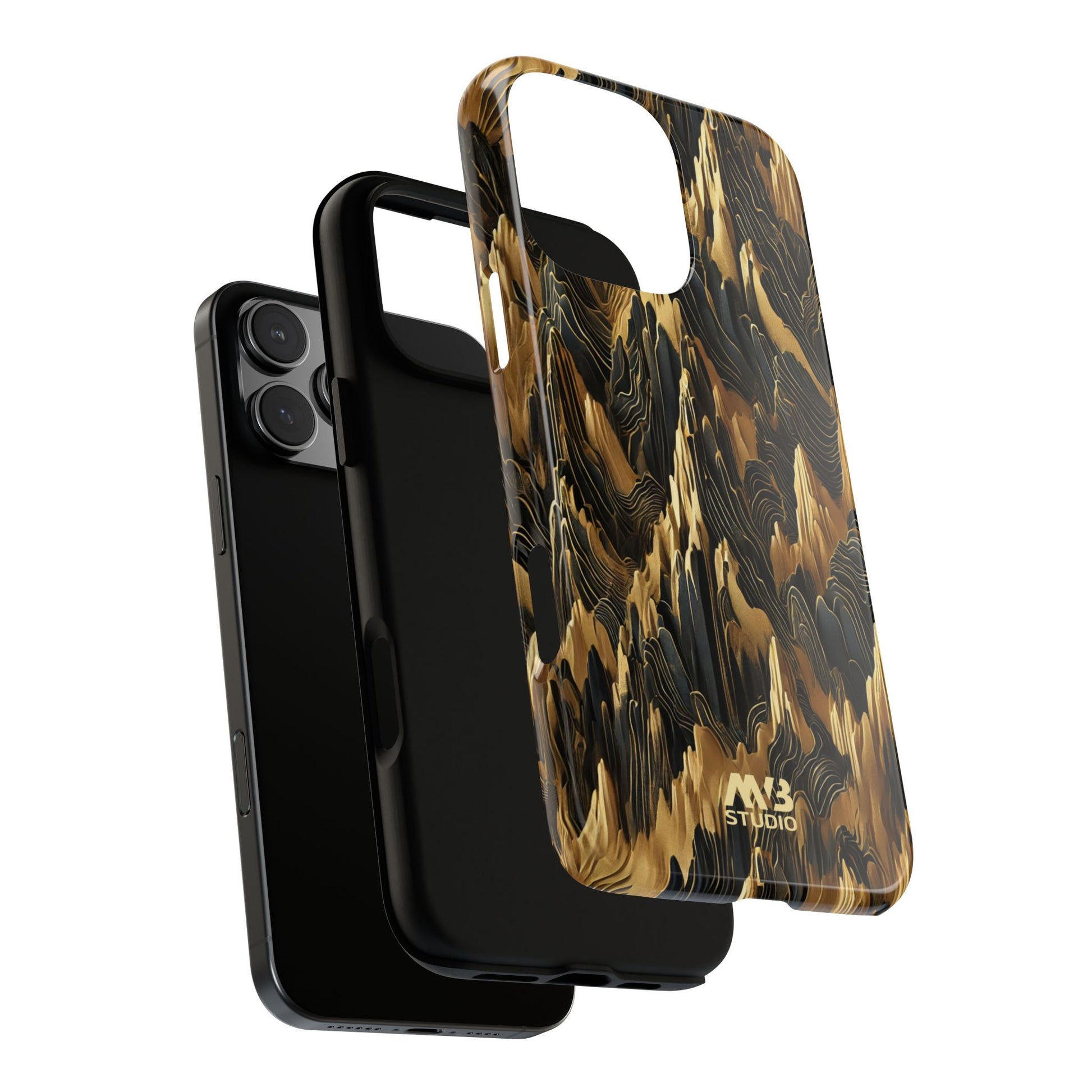 Black & Gold Terrains Tough iPhone Case