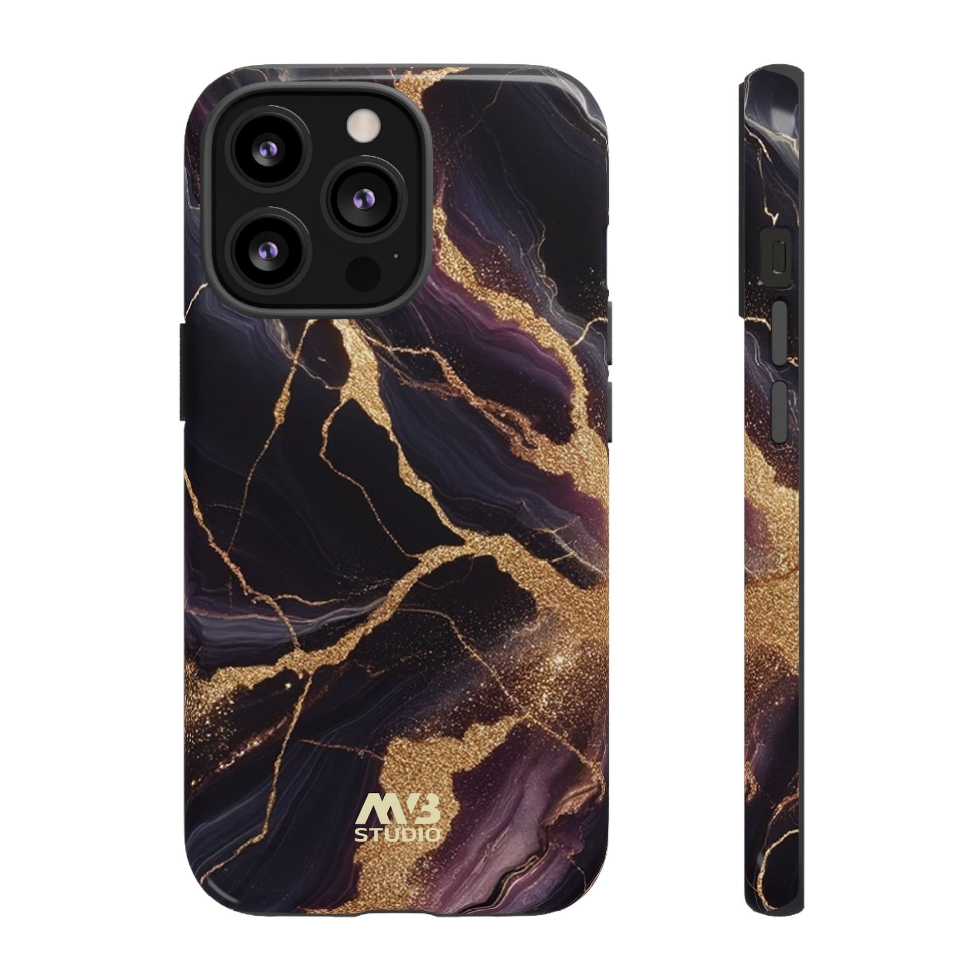 Purple & Gold Marble Tough iPhone Case