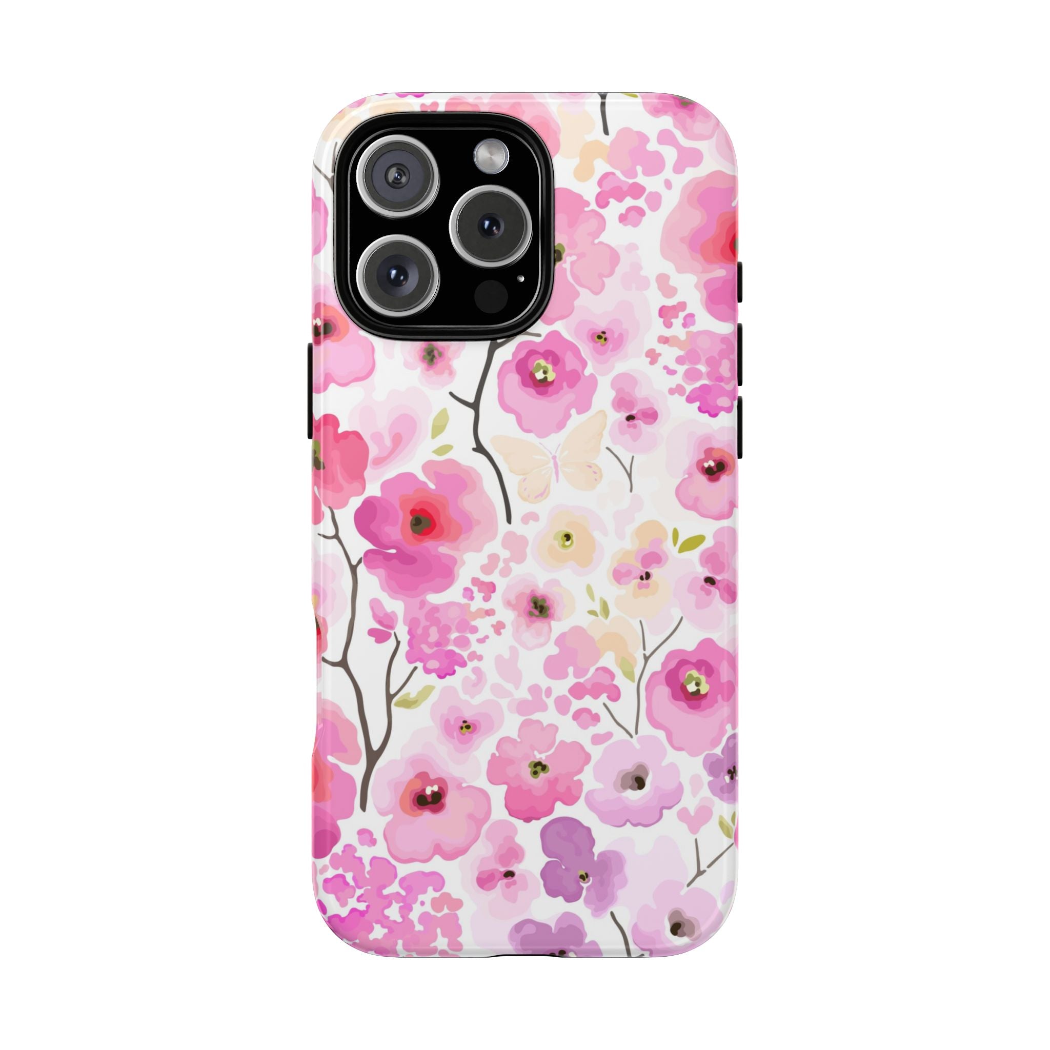 Watercolour Pink Flowers Tough iPhone Case - MVB STUDIO STORE