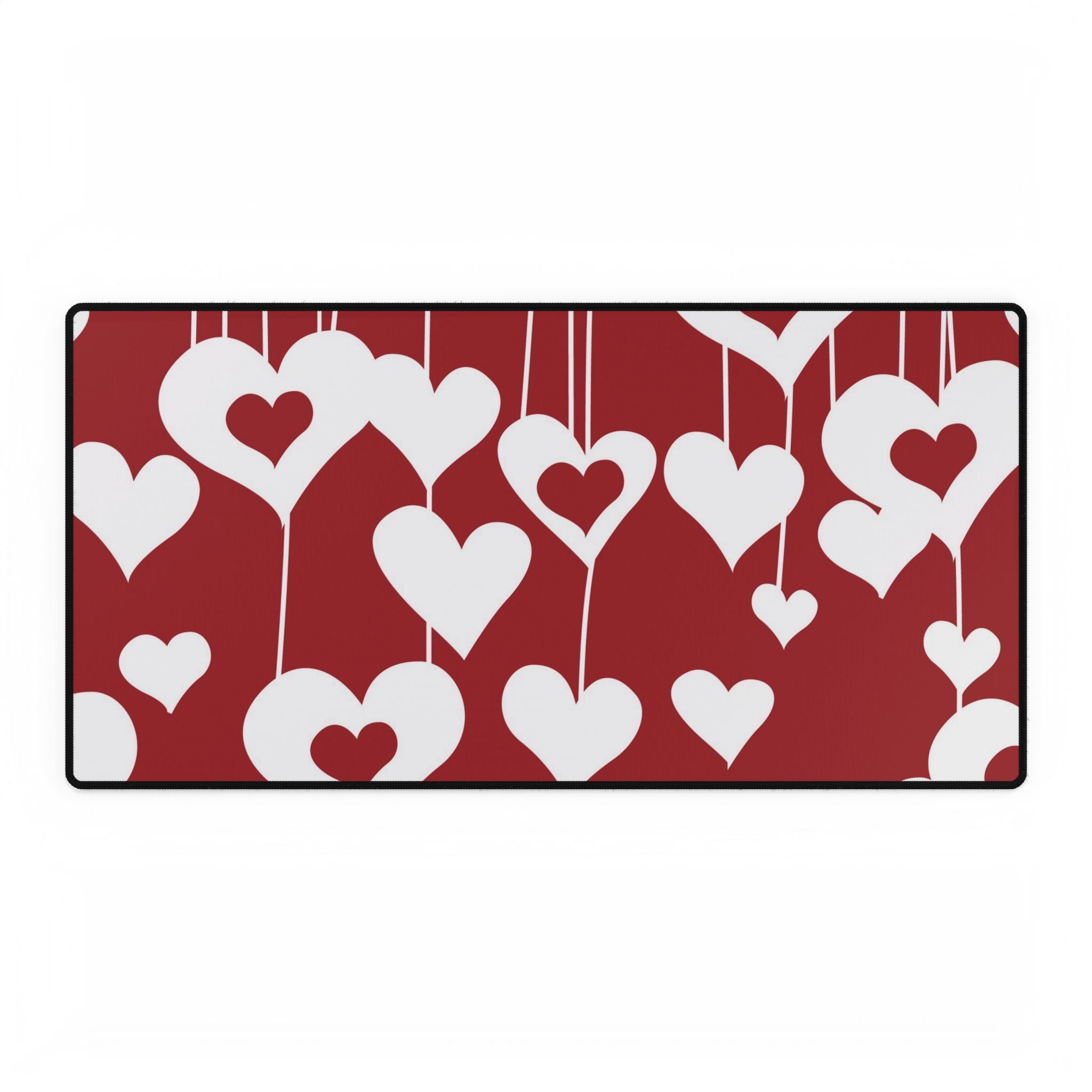 Valentine Hanging Hearts Desk Mat - Romantic Red Mousepad/Desk Protector