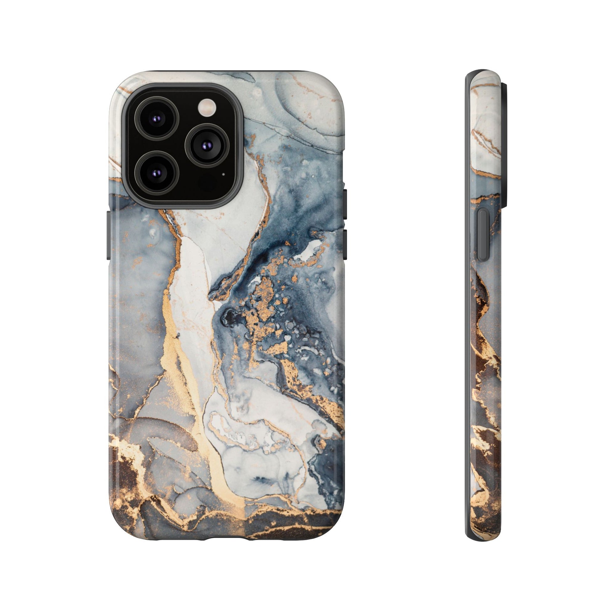 Blue Gold Marble Tough iPhone Case - MVB STUDIO STORE