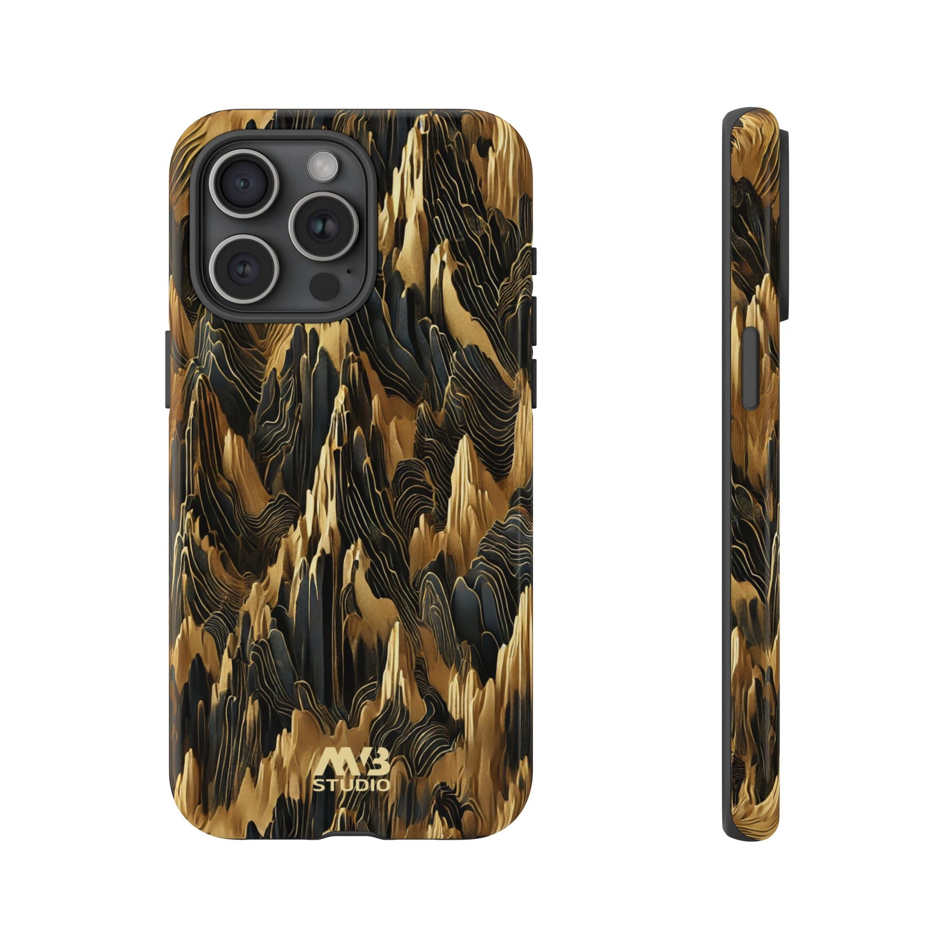 Black & Gold Terrains Tough iPhone Case