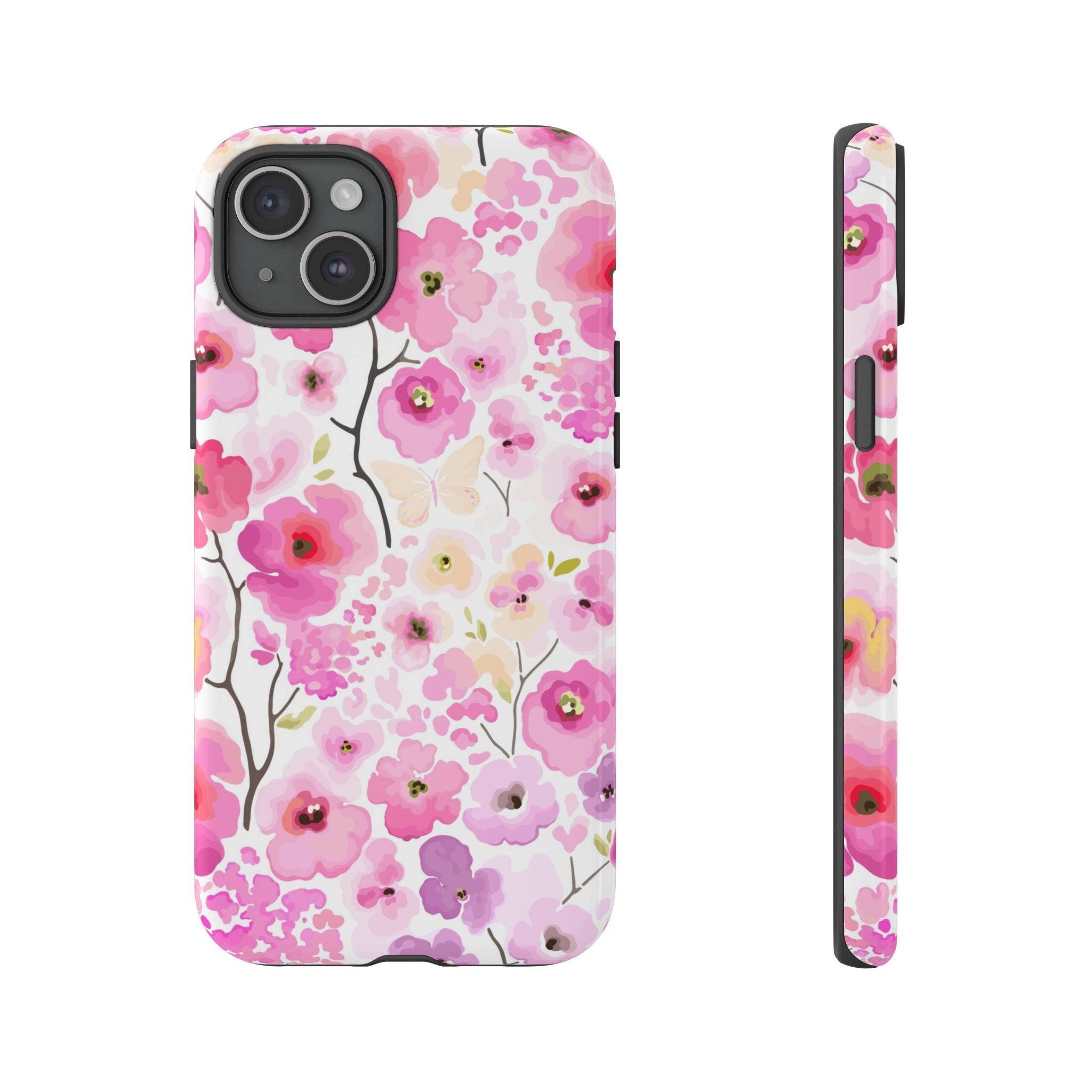 Watercolour Pink Flowers Tough iPhone Case - MVB STUDIO STORE